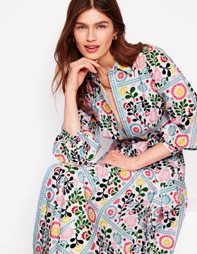 Villa Mood Clara Cotton Shirt Dress-Multi, Walled Garden