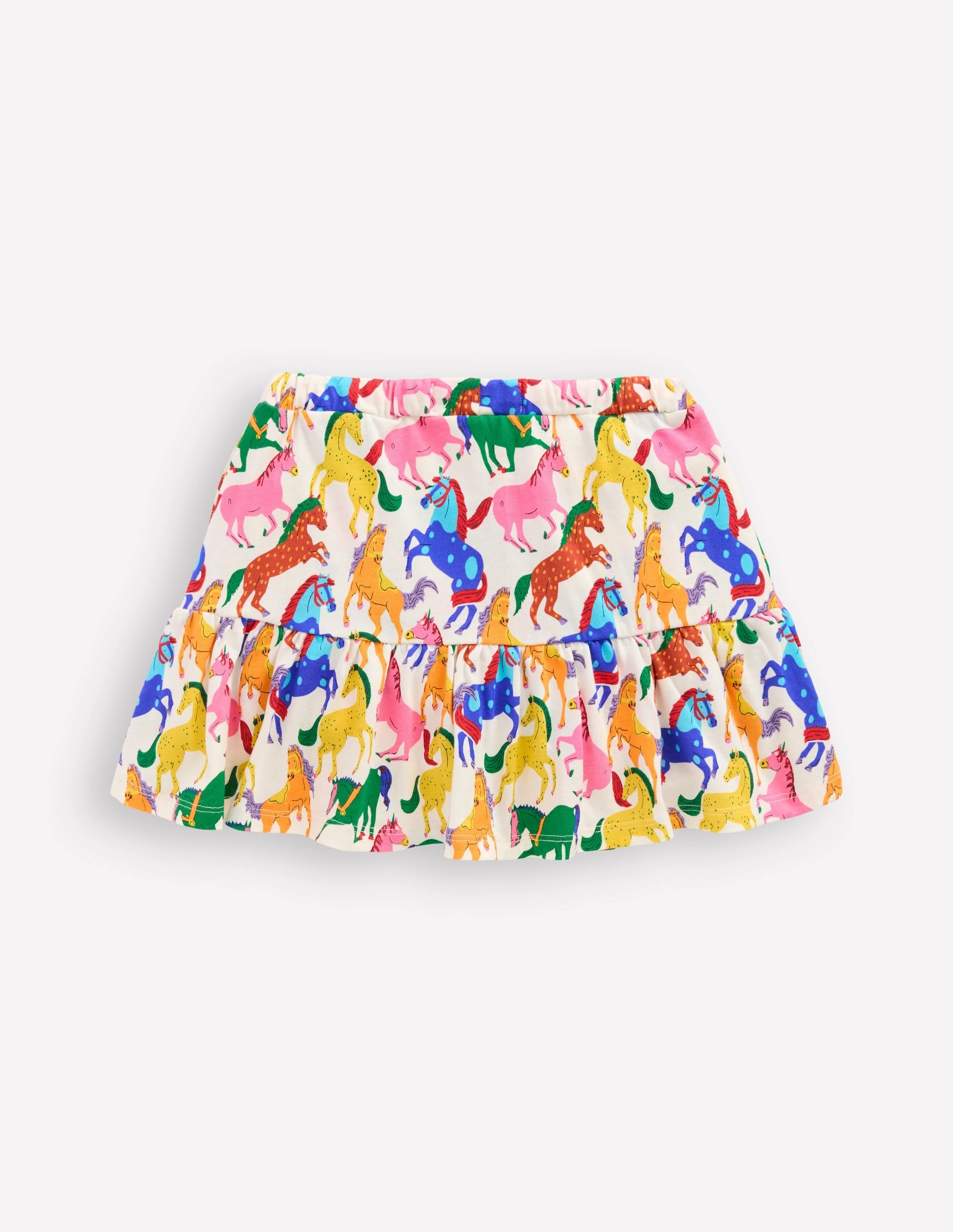Fresh Aesthetic Soft Palette Tiered Jersey Skort-Multi Rainbow Horse