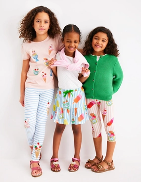 Bold Look Tiered Jersey Skort-Vintage Blue Ice Cream Stripe