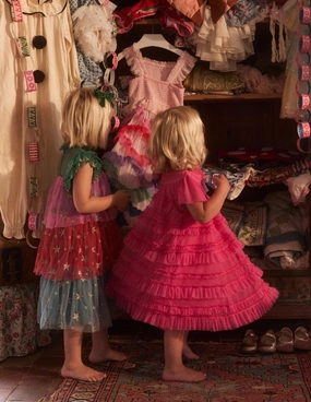 Tiered Tulle Dress-Multi Stars BiasCutSilhouette Soft color