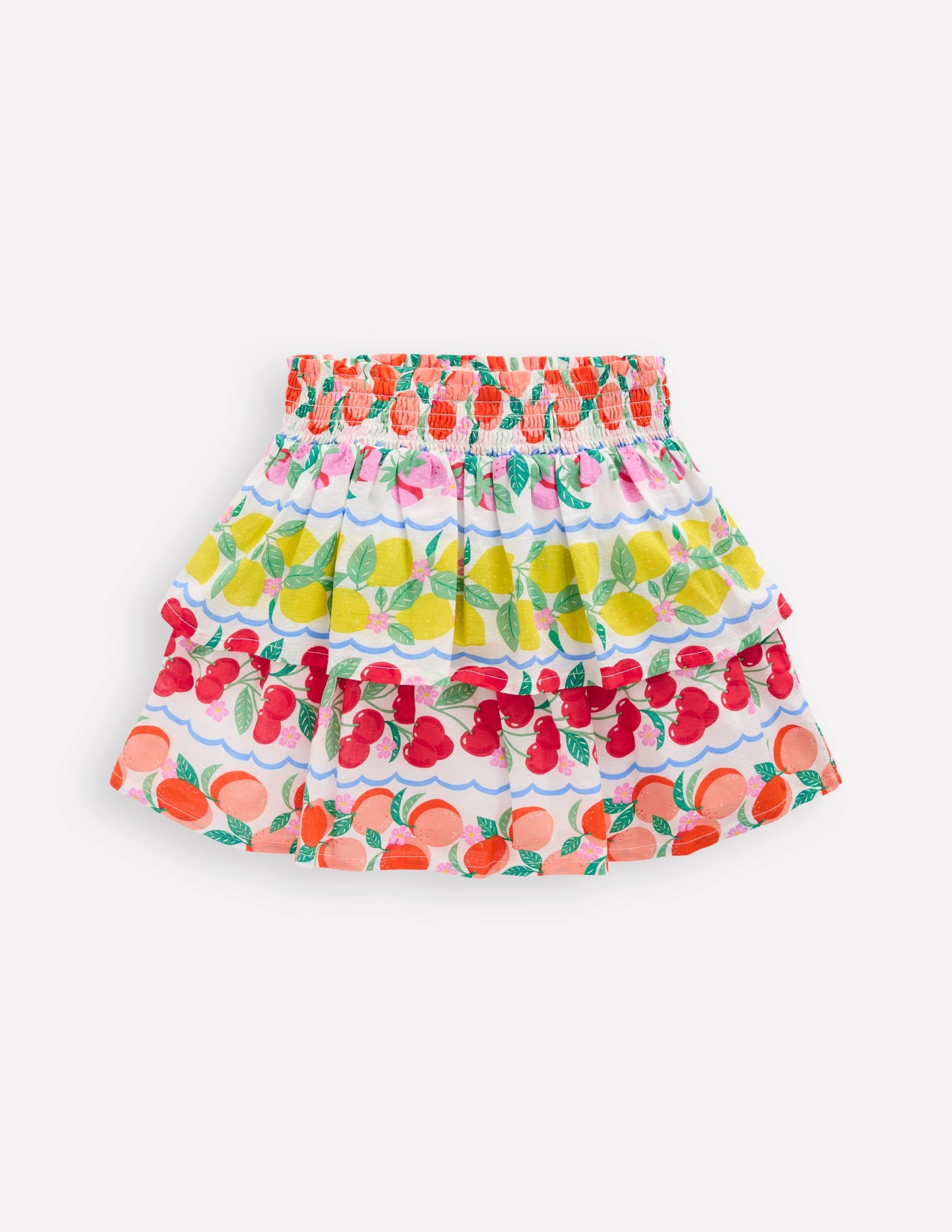 Crisp Look Minimalist Trim Tiered Woven Skirt-Rainbow Fruit Stripe