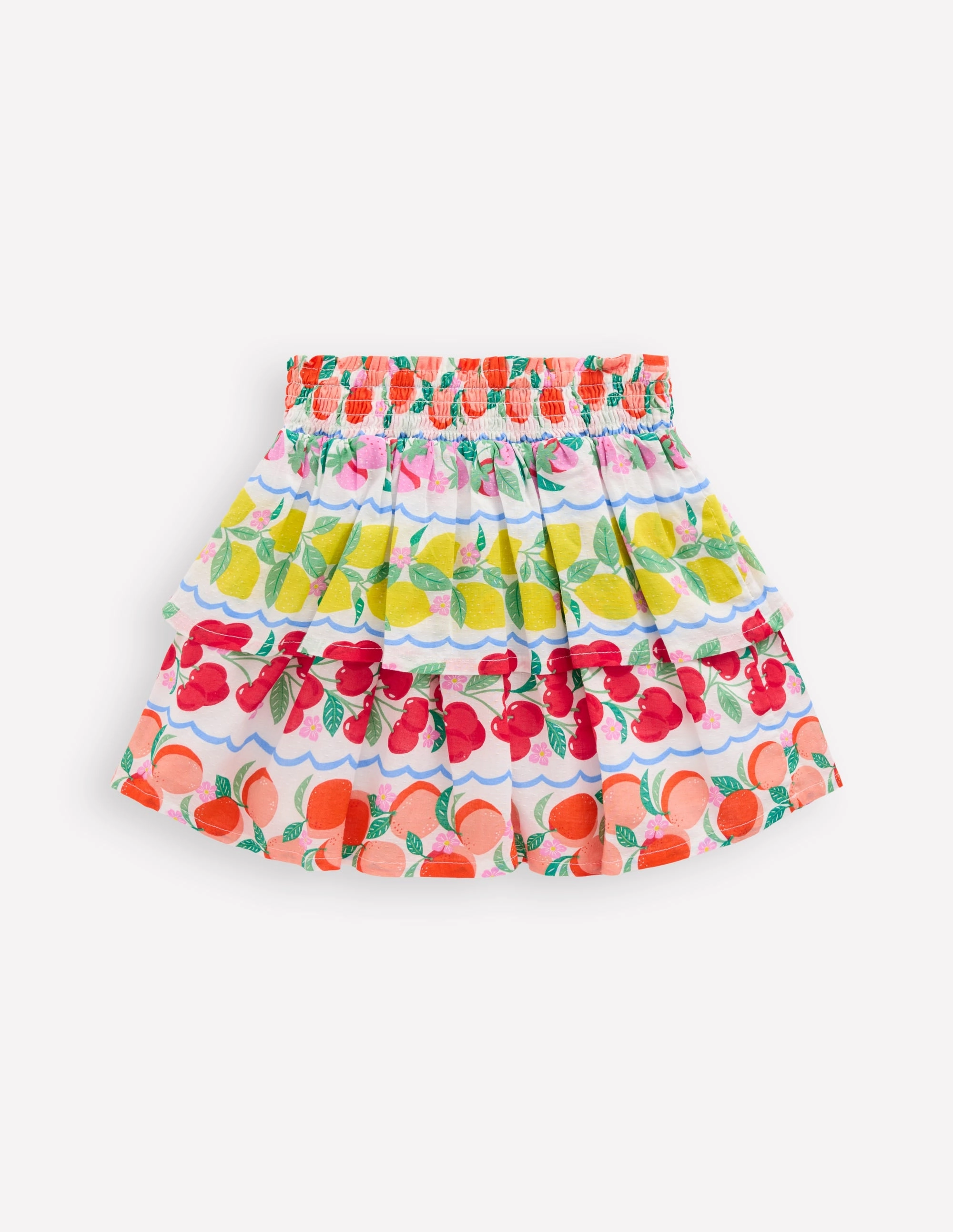 Tiered hem Tiered Woven Skirt-Rainbow Fruit Stripe