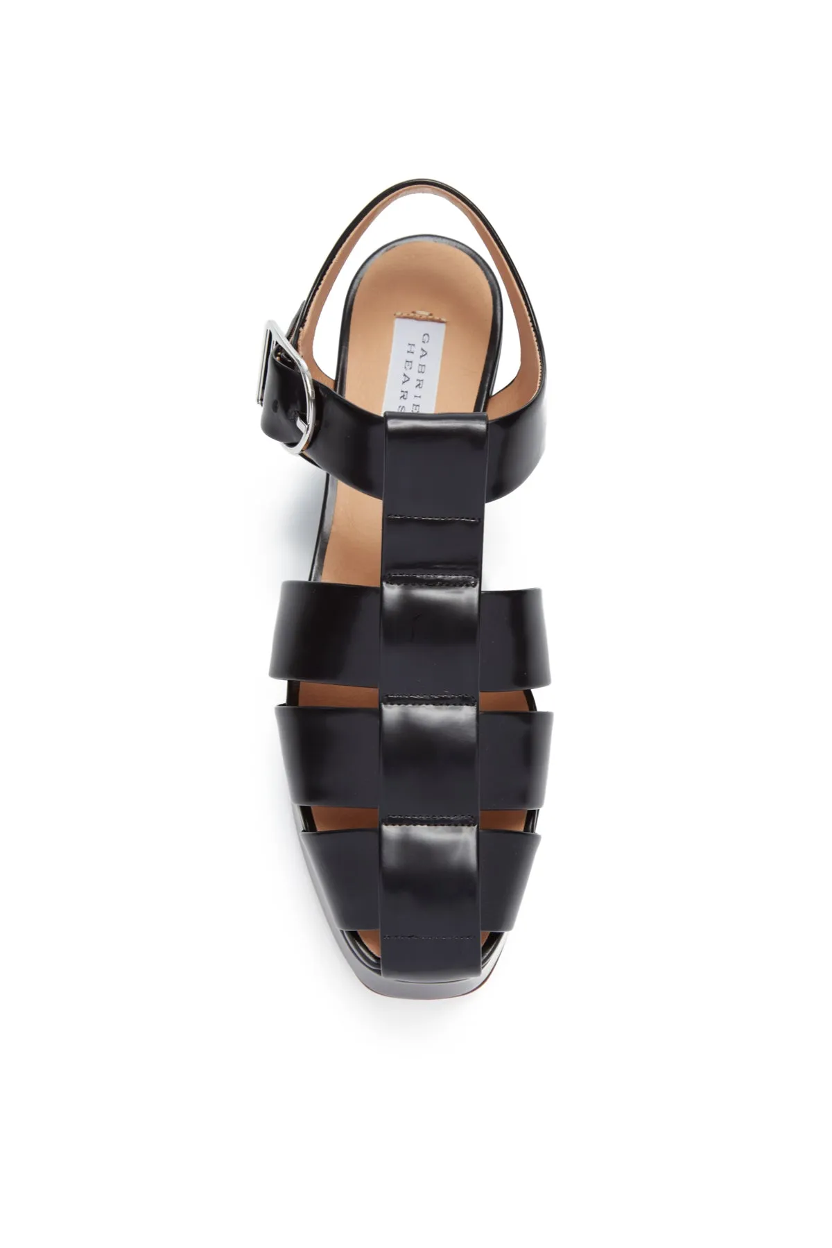 Mila Platform Sandal in Black Leather Weight Distribution System Ankle Soft
