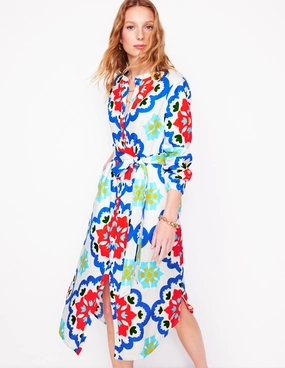 Straight Linen Shirt Dress-Ivory, Bloom Geo Fair-Trade