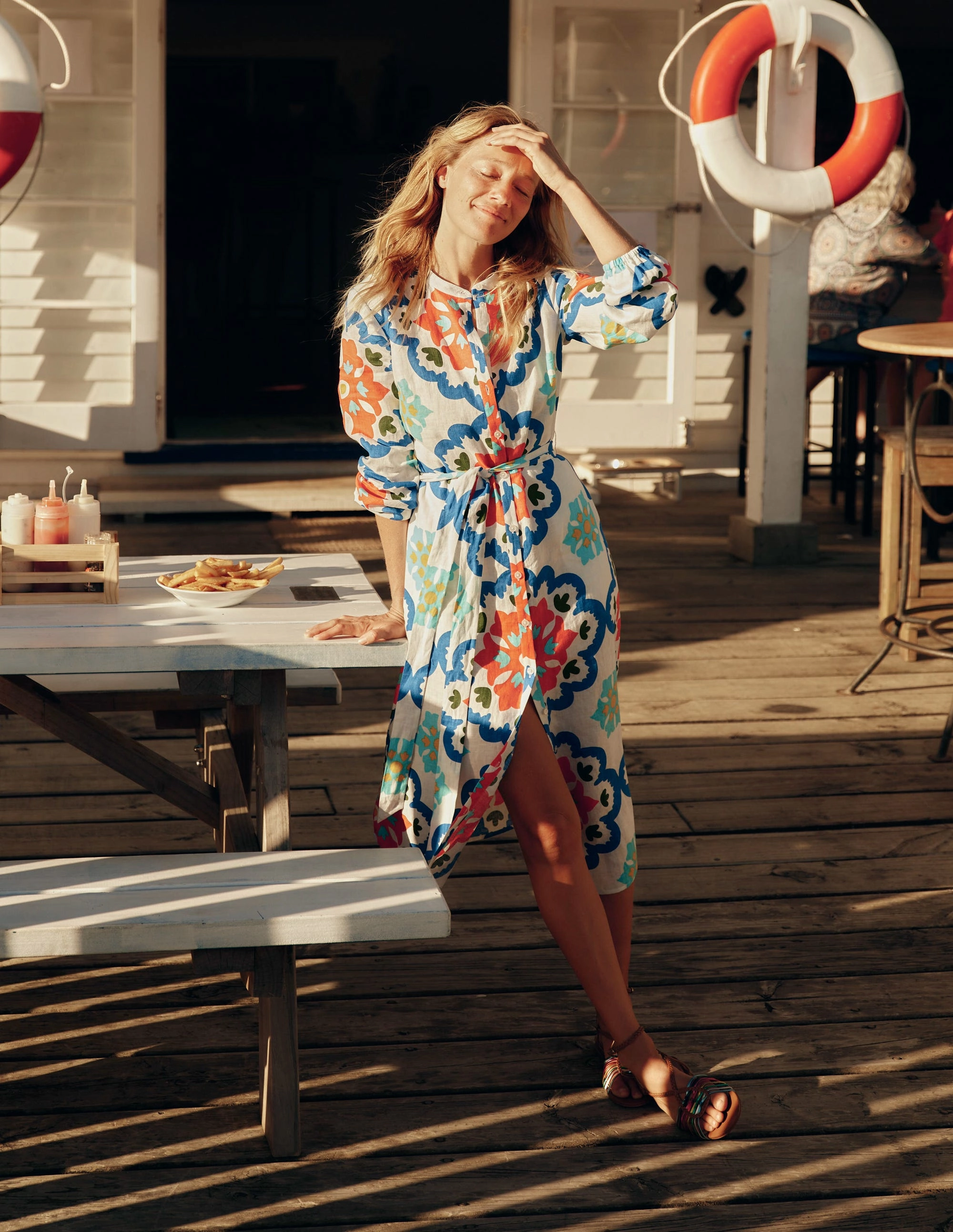 Straight Linen Shirt Dress-Ivory, Bloom Geo Chic Style Wear