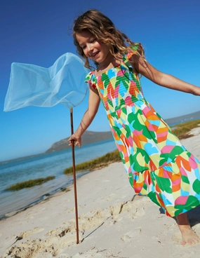 Willa Shirred Jersey Dress-Multi Abstract Palm Textured Look Spring-Season