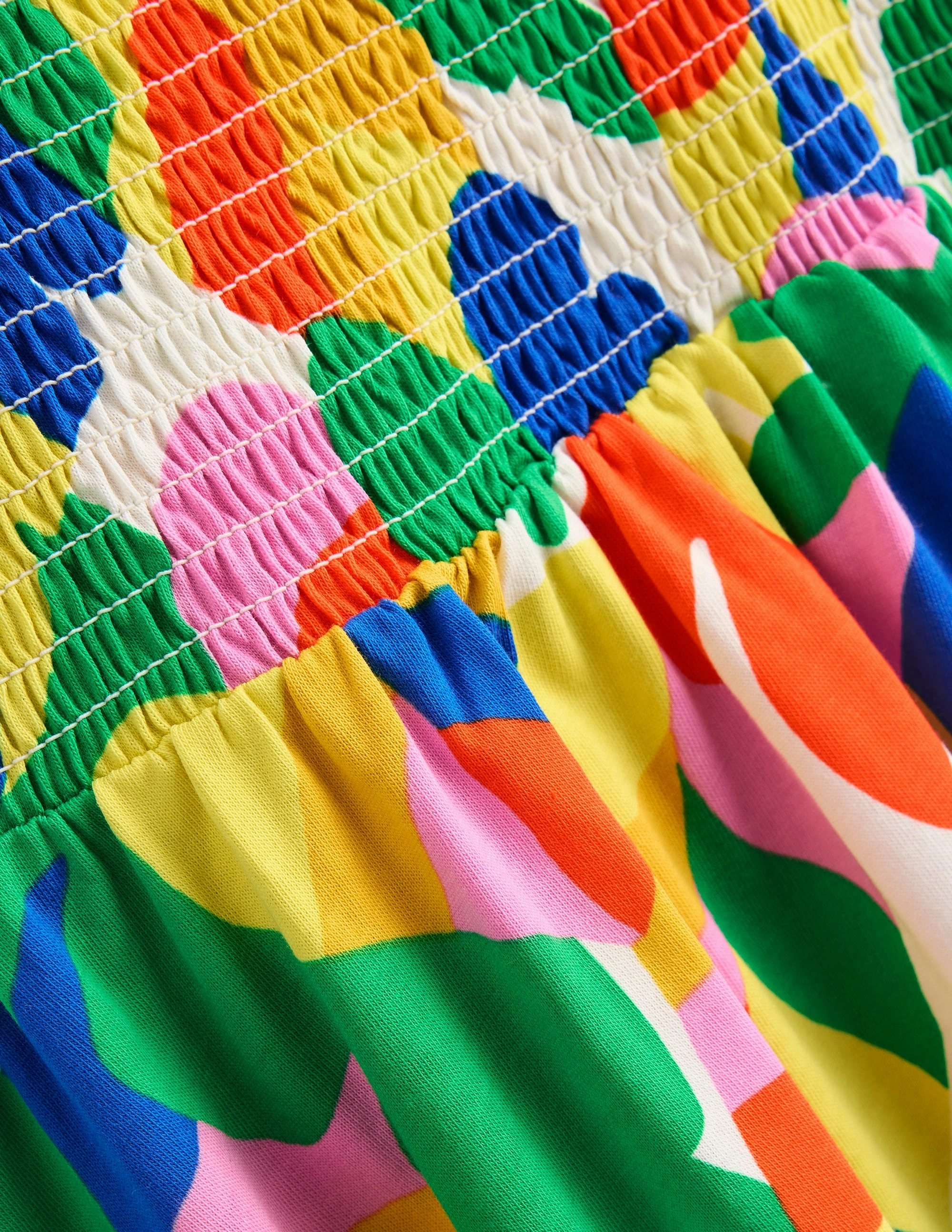 Willa Shirred Jersey Dress-Multi Abstract Palm Fall Piece Youthful Style