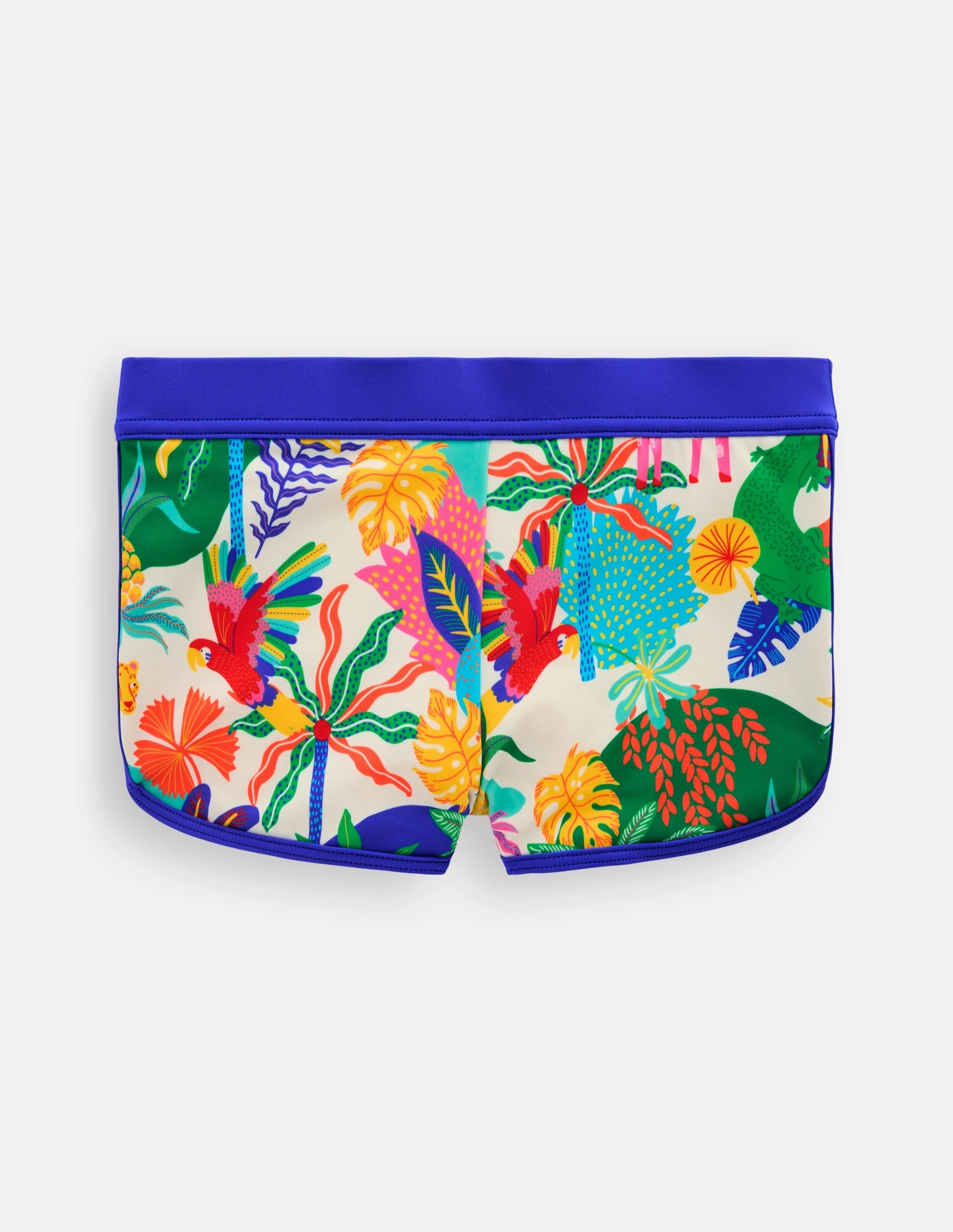 Patterned Swim Shorts-Soft Ivory Multi Jungle Summer Fun Hydrodynamic Design
