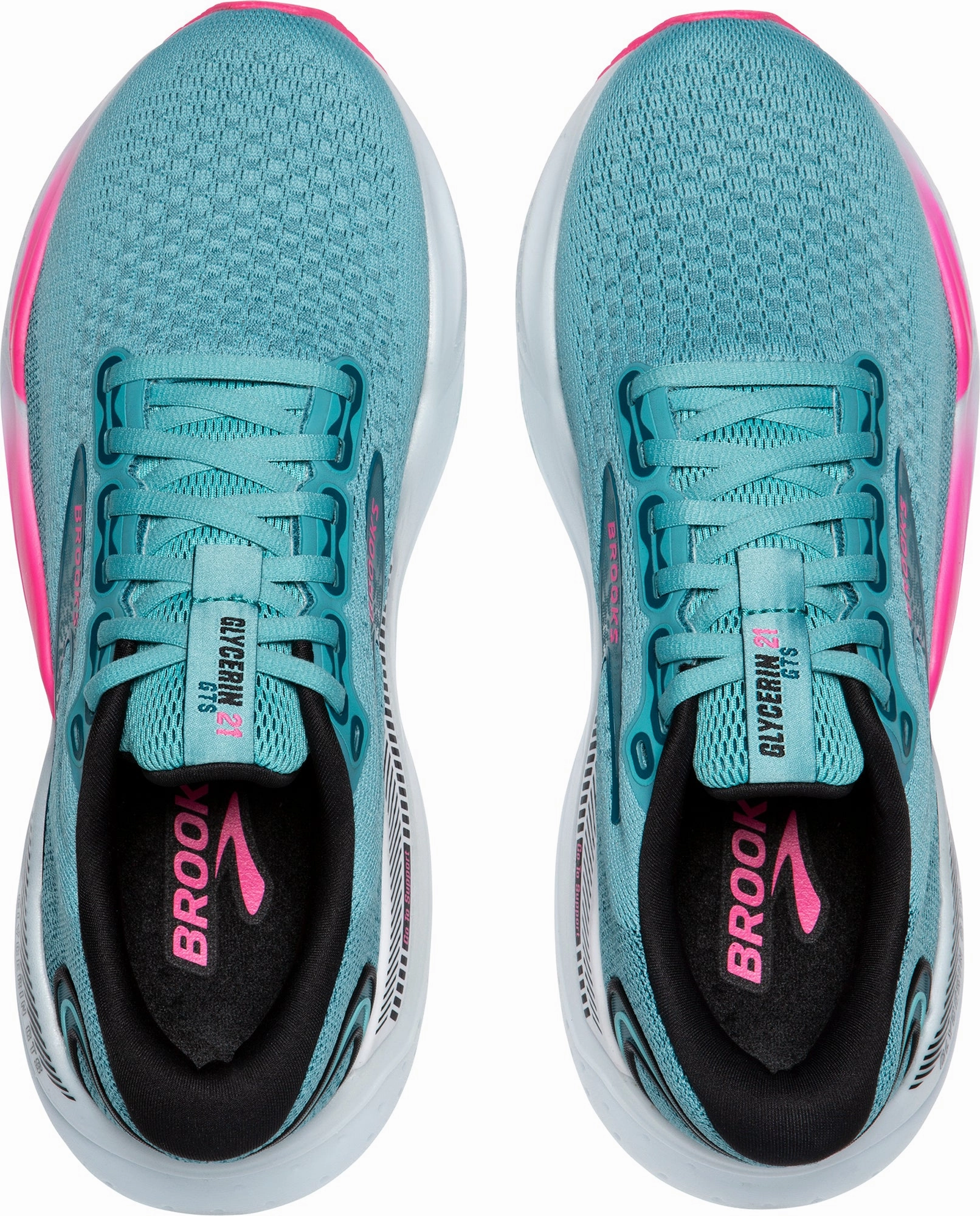 Neutral Stride Design Stretchy Brooks Glycerin GTS 21 Womens Running Shoes - Blue