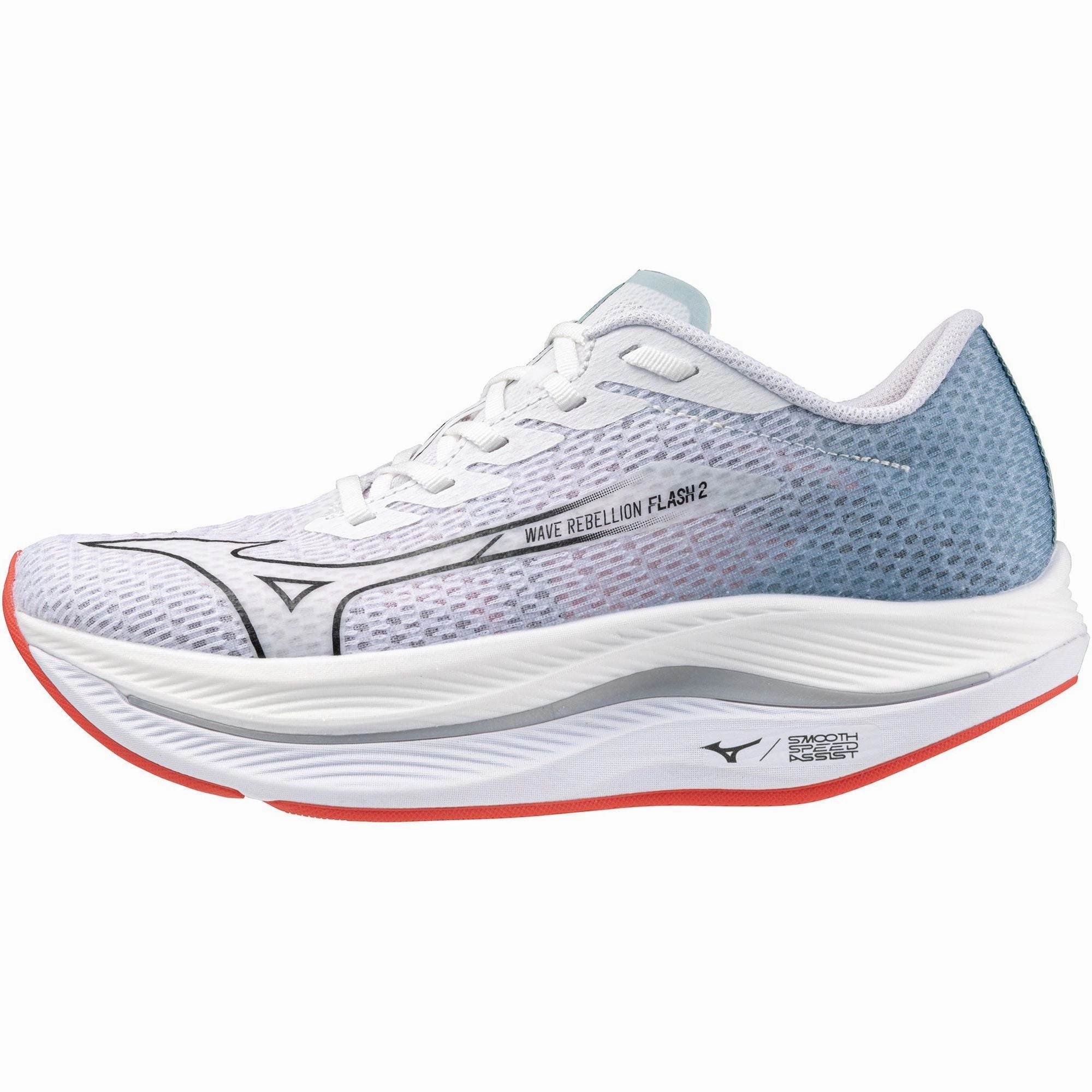 Mizuno Wave Rebellion Flash 2 Womens Running Shoes - White Asymmetric Heel Counter pre - owned shoes