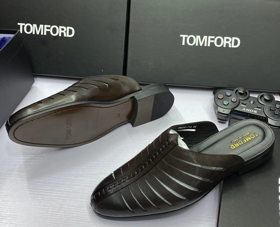 Tom Ford Brown Leather Mules Comfortable Fit System Comfortable