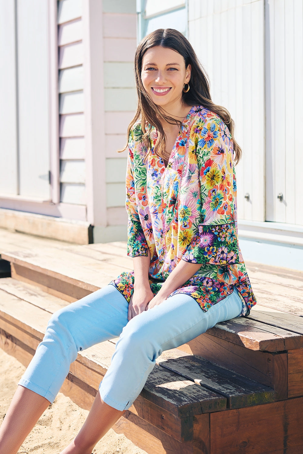 Top Stitch Kaftan - Flower Field Border AntiSnagYarnProcessing