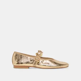 Town Light Cinema look RELAN BALLET FLATS GOLD DISTRESSED LEATHER