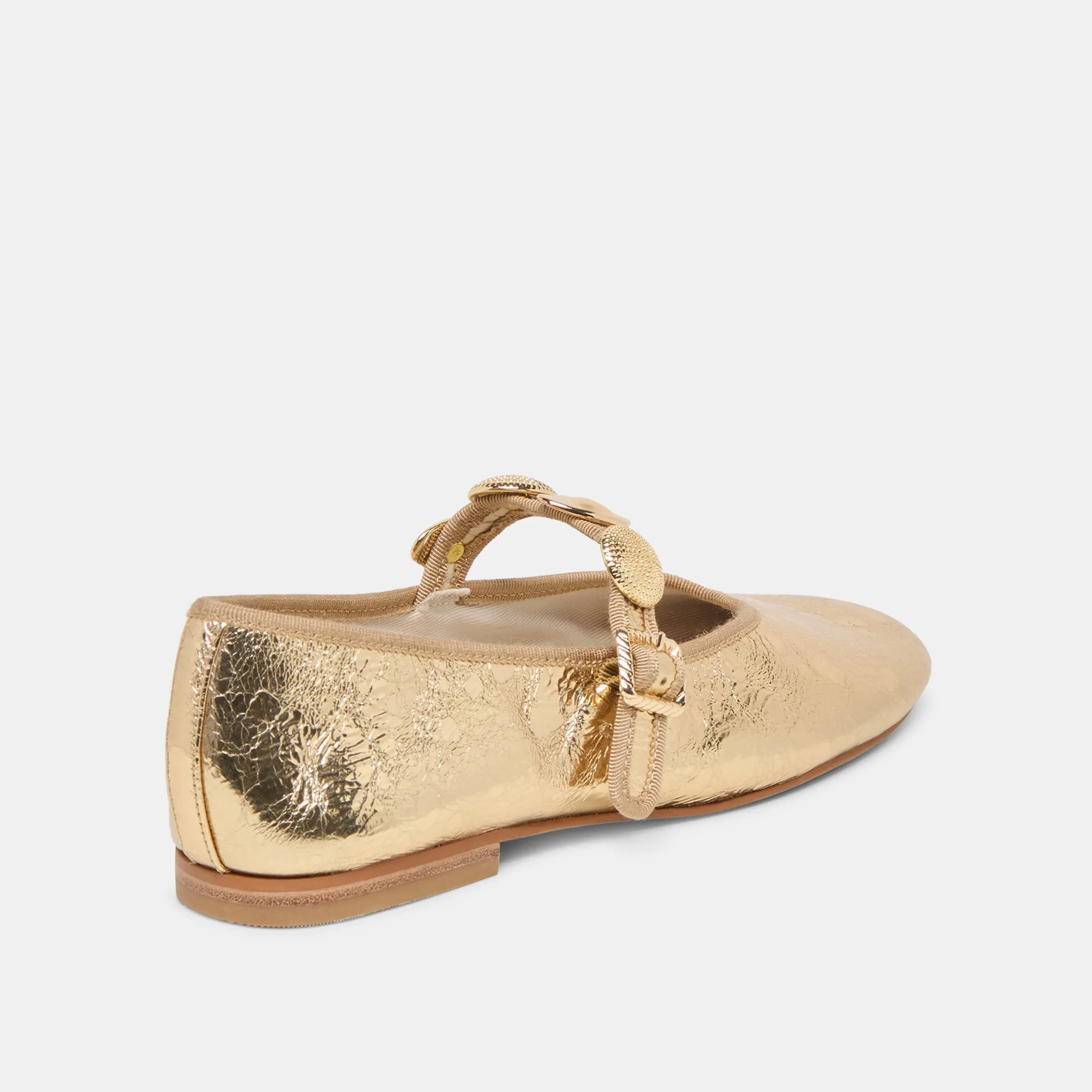 RELAN BALLET FLATS GOLD DISTRESSED LEATHER Hand Wash