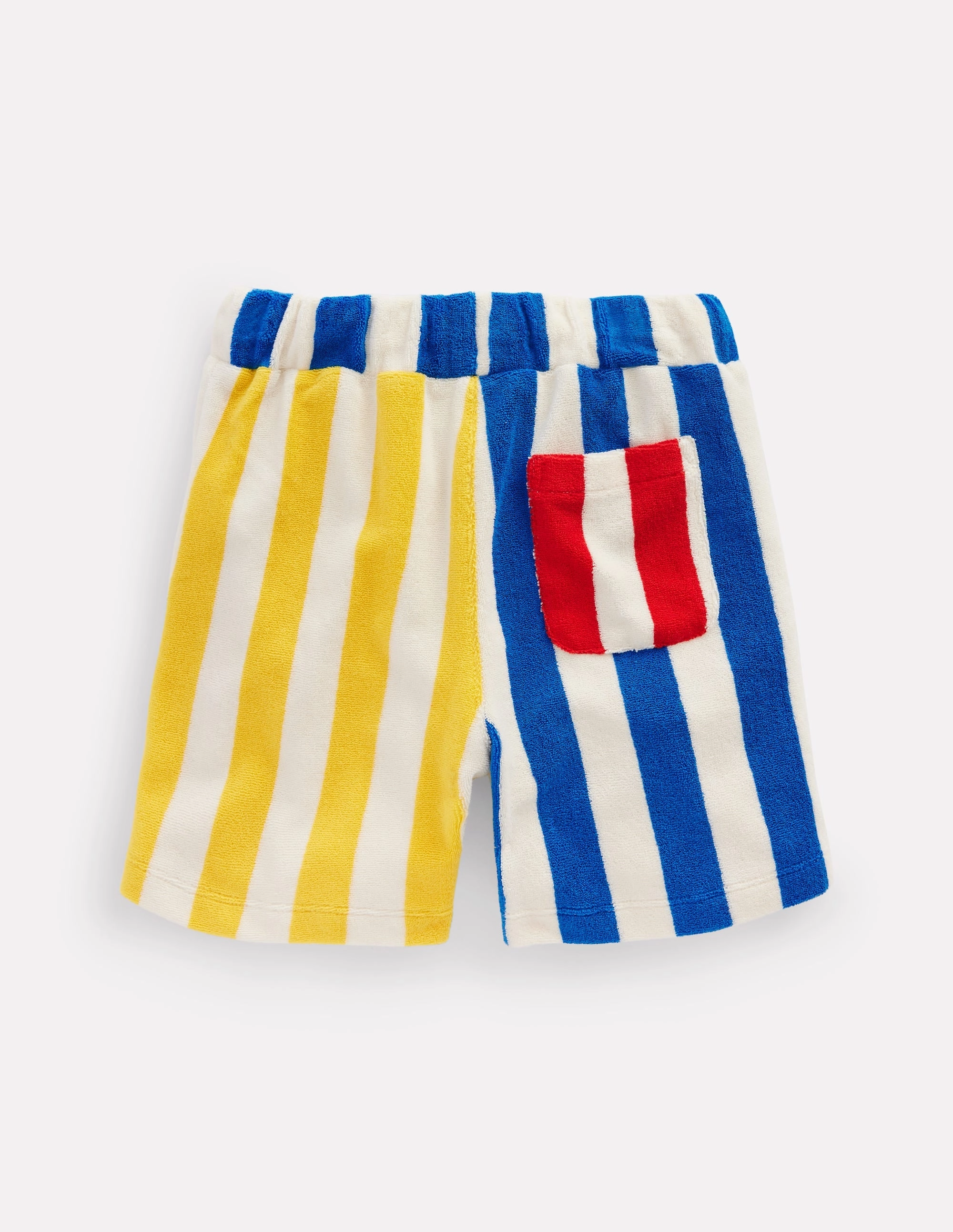 Towelling Shorts-Fiesta and Directoire Stripe Pocket Reinforcement