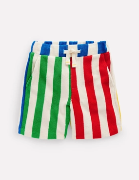 Towelling Shorts-Fiesta and Directoire Stripe Stretchy Hemline