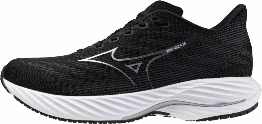 Mizuno Wave Rider 28 WIDE FIT (2E) Mens Running Shoes - Black unique - running charity - run running shoes