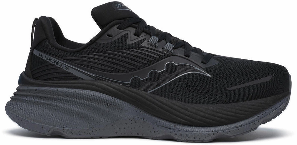Long Distance Comfort Slip Resistant Pattern Saucony Hurricane 24 Mens Running Shoes - Black