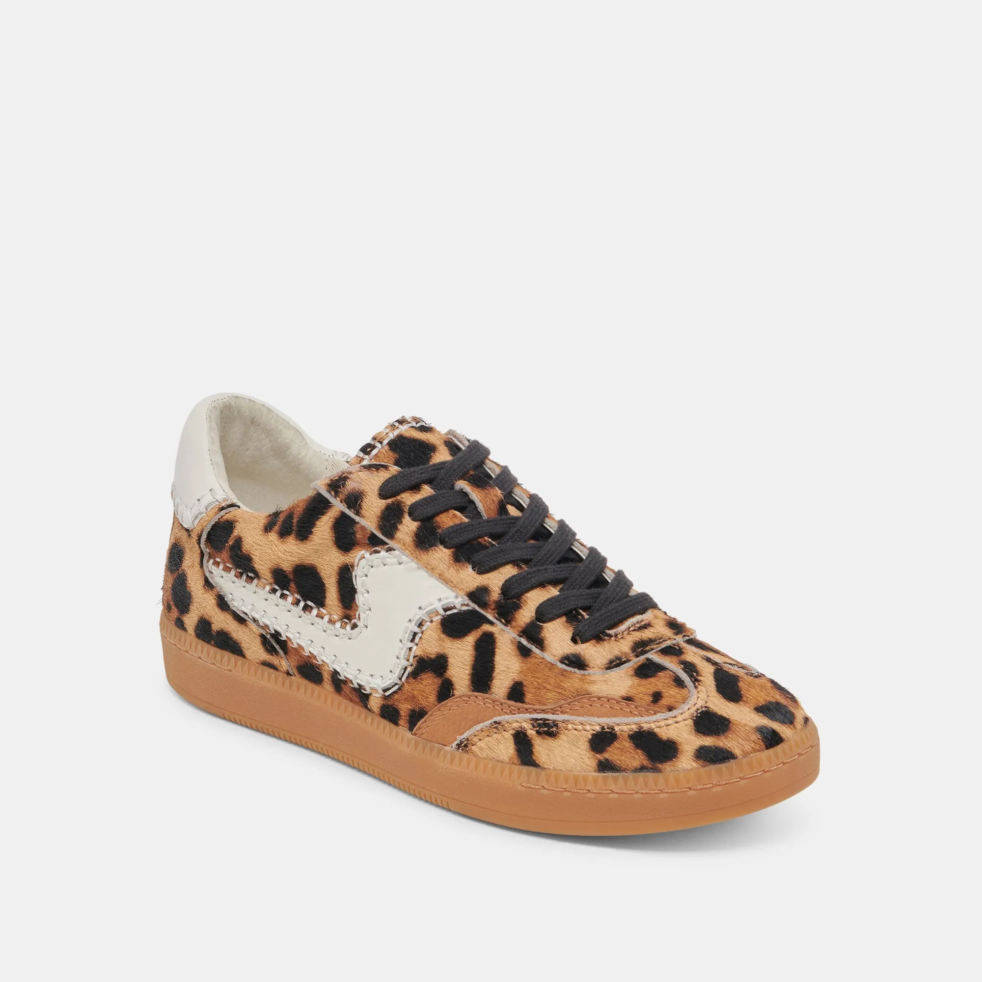 Rubber Tread NOTICE STITCH WIDE SNEAKERS DK LEOPARD CALF HAIR
