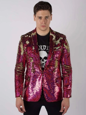 Any Old Iron Pink Hologram Mens Sequin Jacket Possibility
