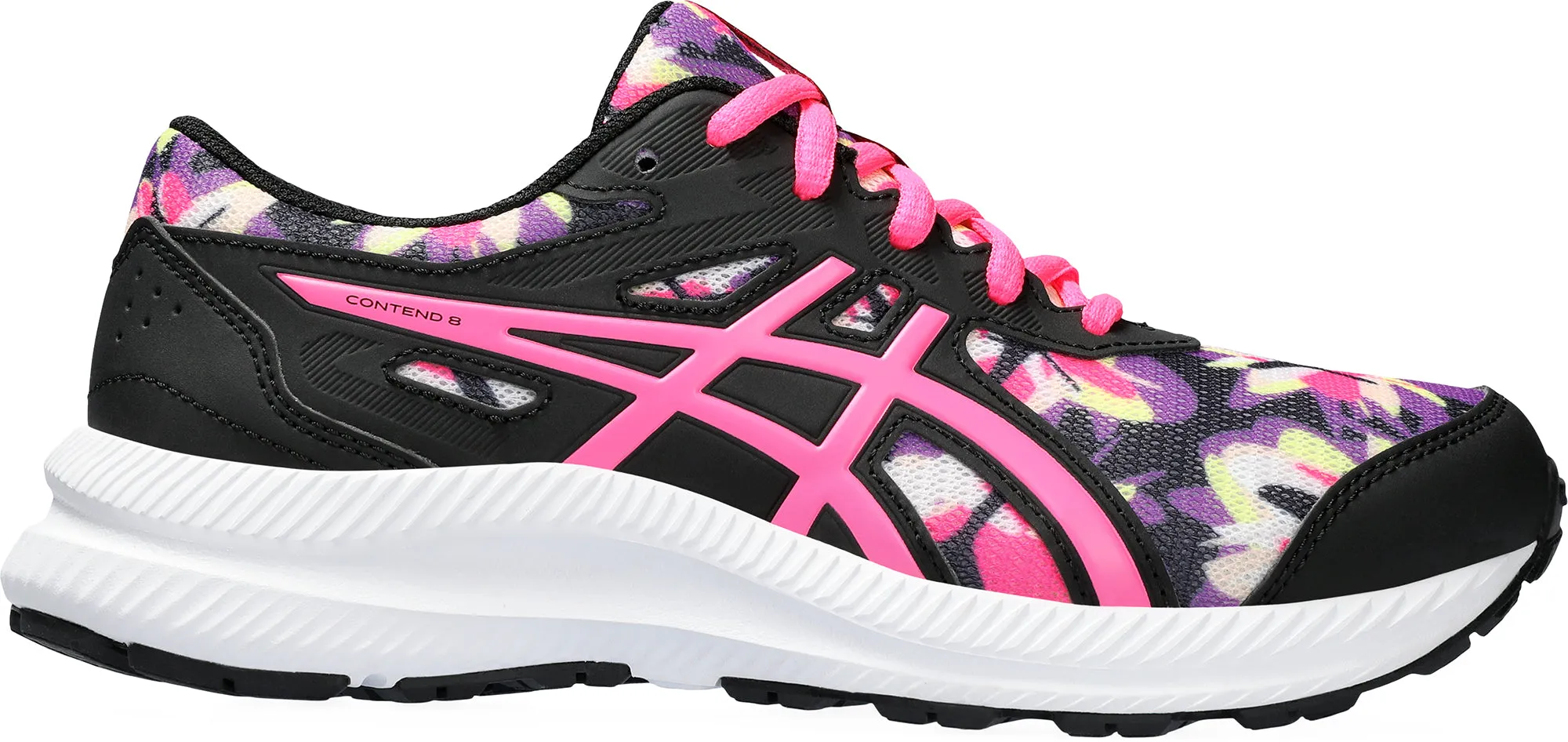 Asics Contend 8 GS Junior Running Shoes - Black Impact Absorbing Crash Pad Shock Dispersing Layer