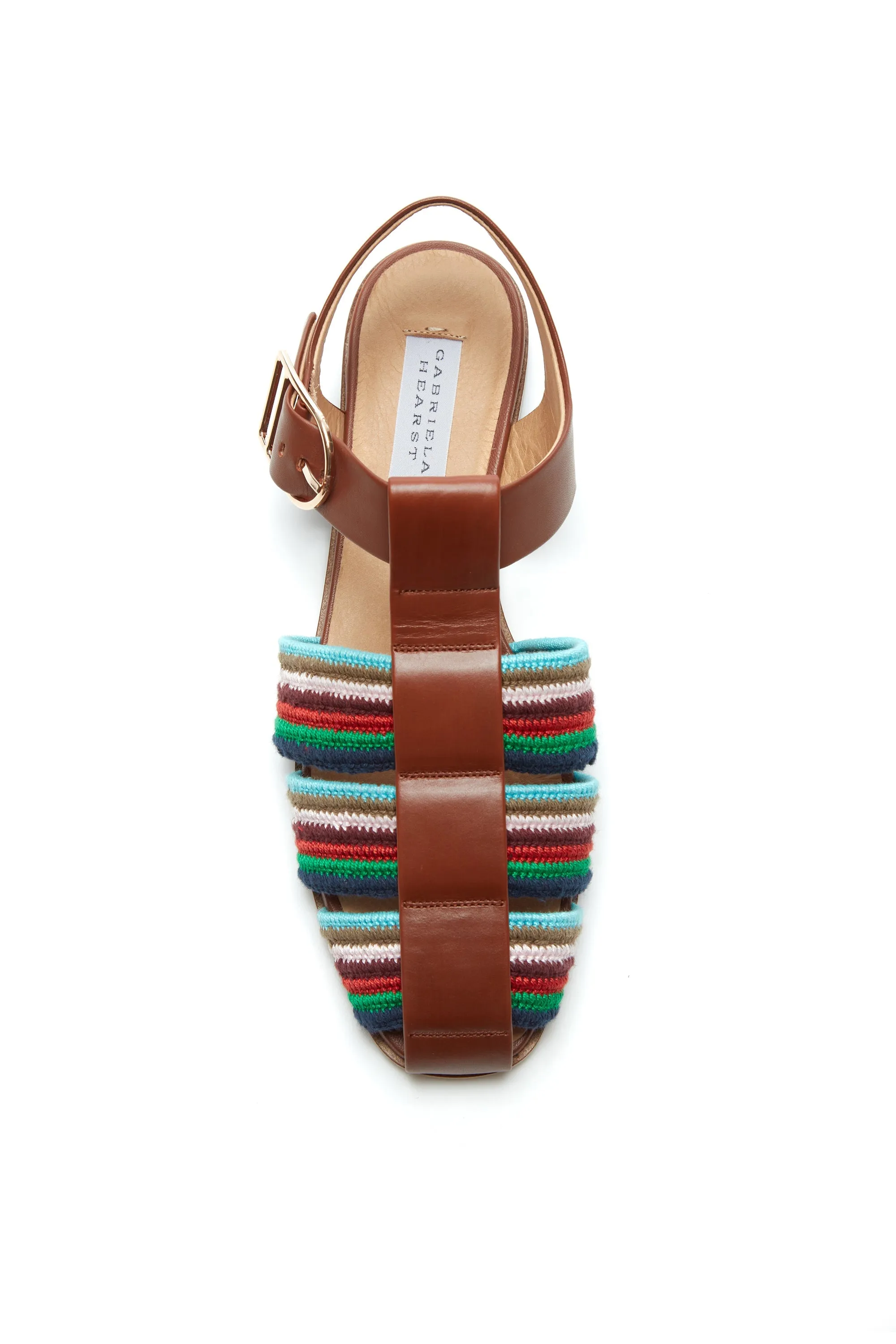 Calla Sandal in Cognac Multi Nappa Leather Crochet Heat Proof Eco Conscious Design