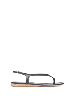 Gia Flat Sandal in Black Nappa Leather Guest Side