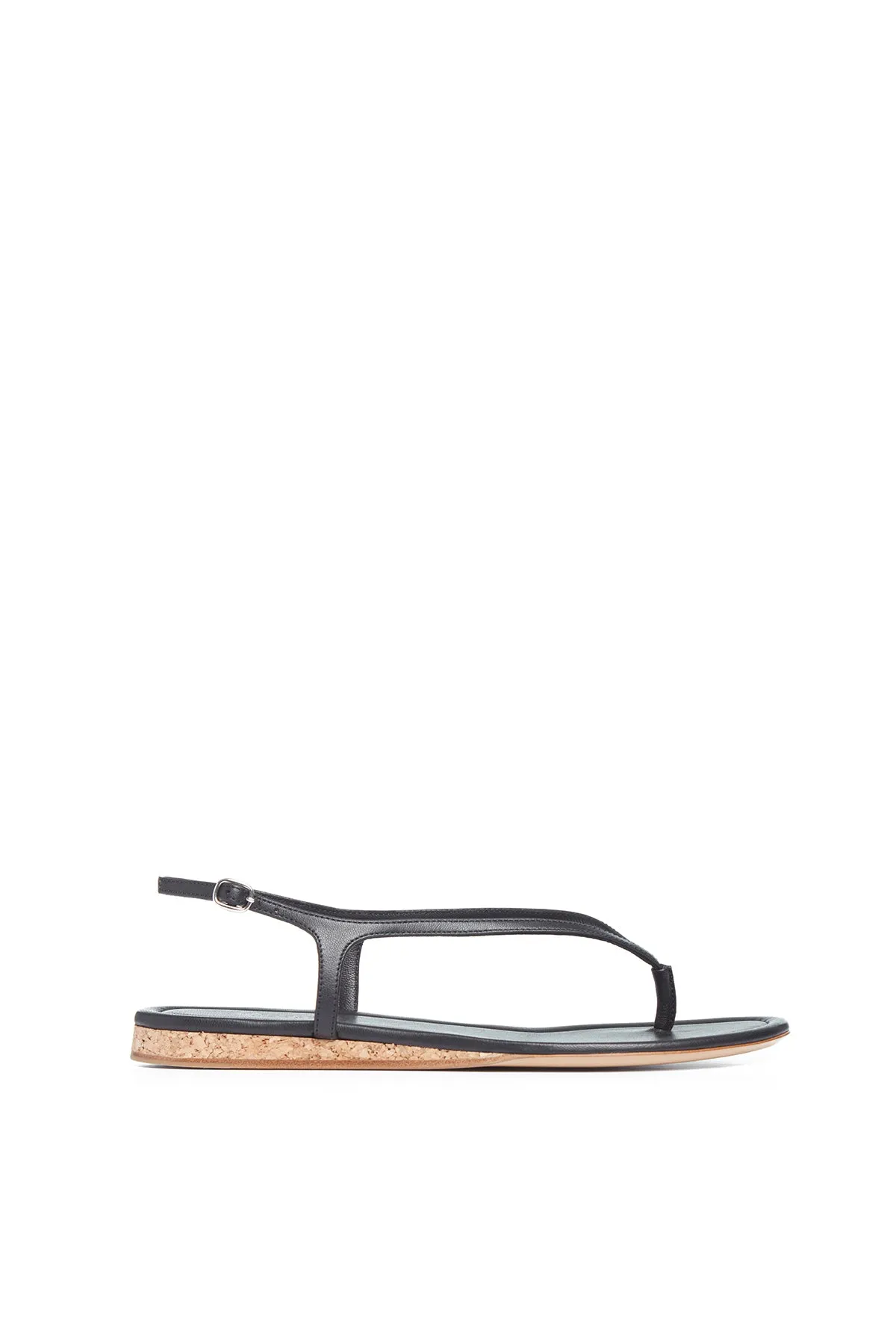 Gia Flat Sandal in Black Nappa Leather Guest Side