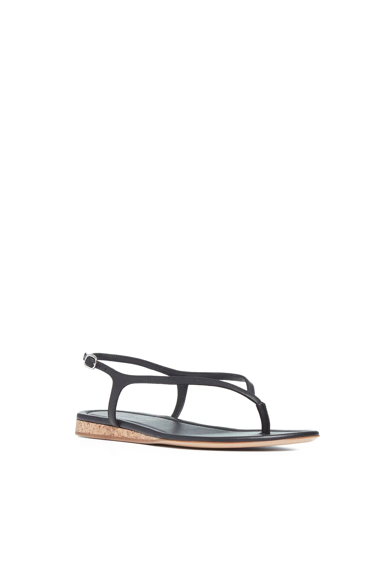 Gia Flat Sandal in Black Nappa Leather Ceremony Step