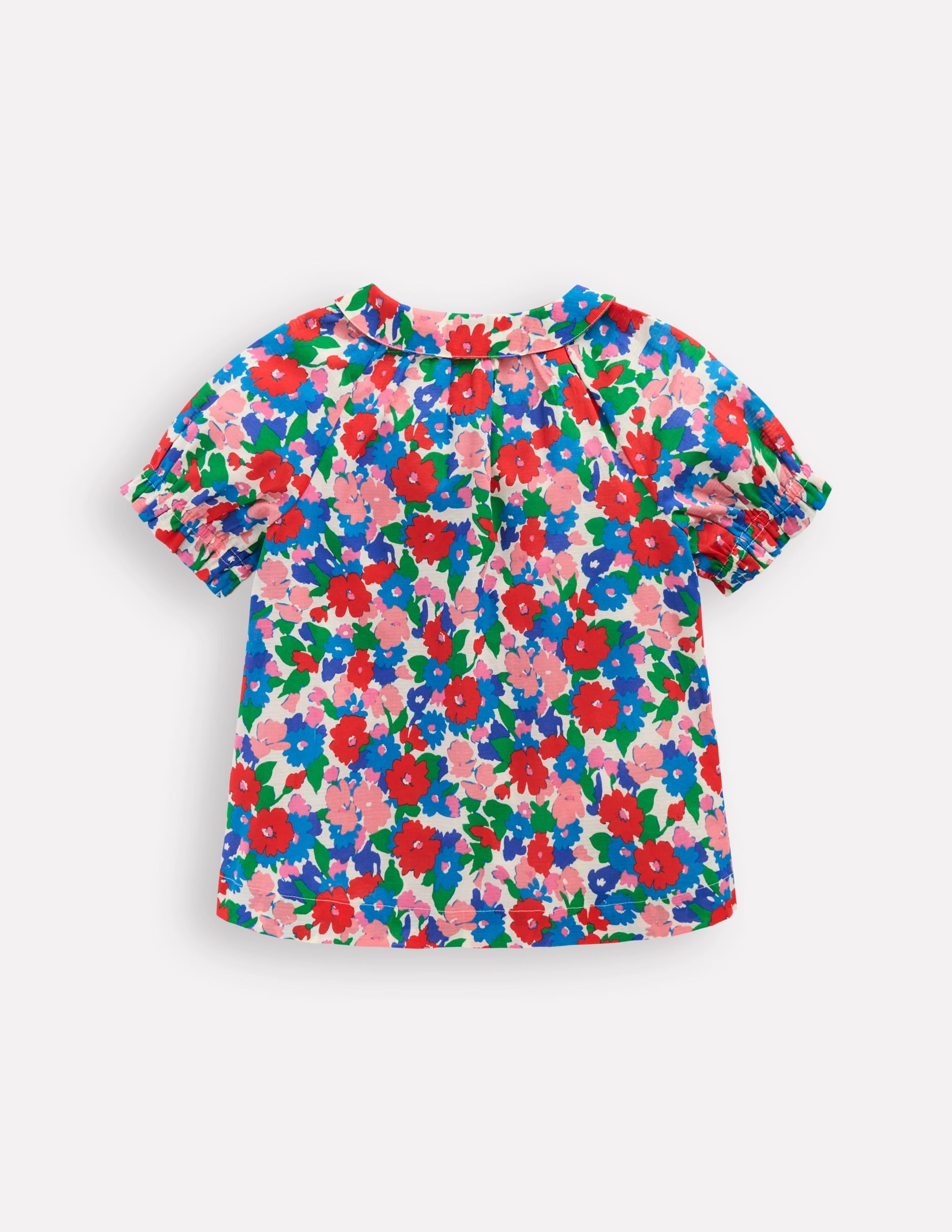 Woven Collared Top-Multi Flower Bunch Weekend Wear