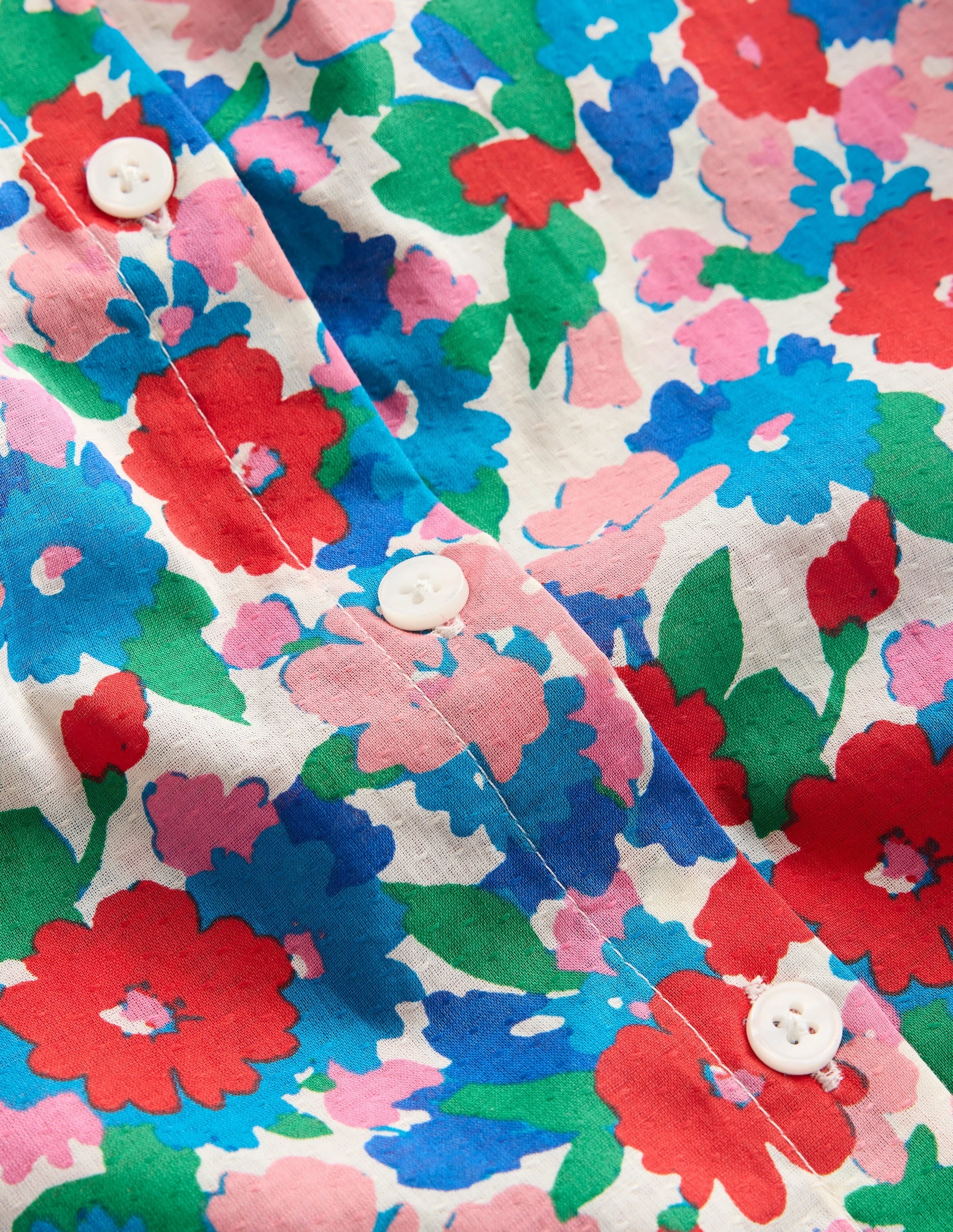 Eco-friendly Woven Collared Top-Multi Flower Bunch