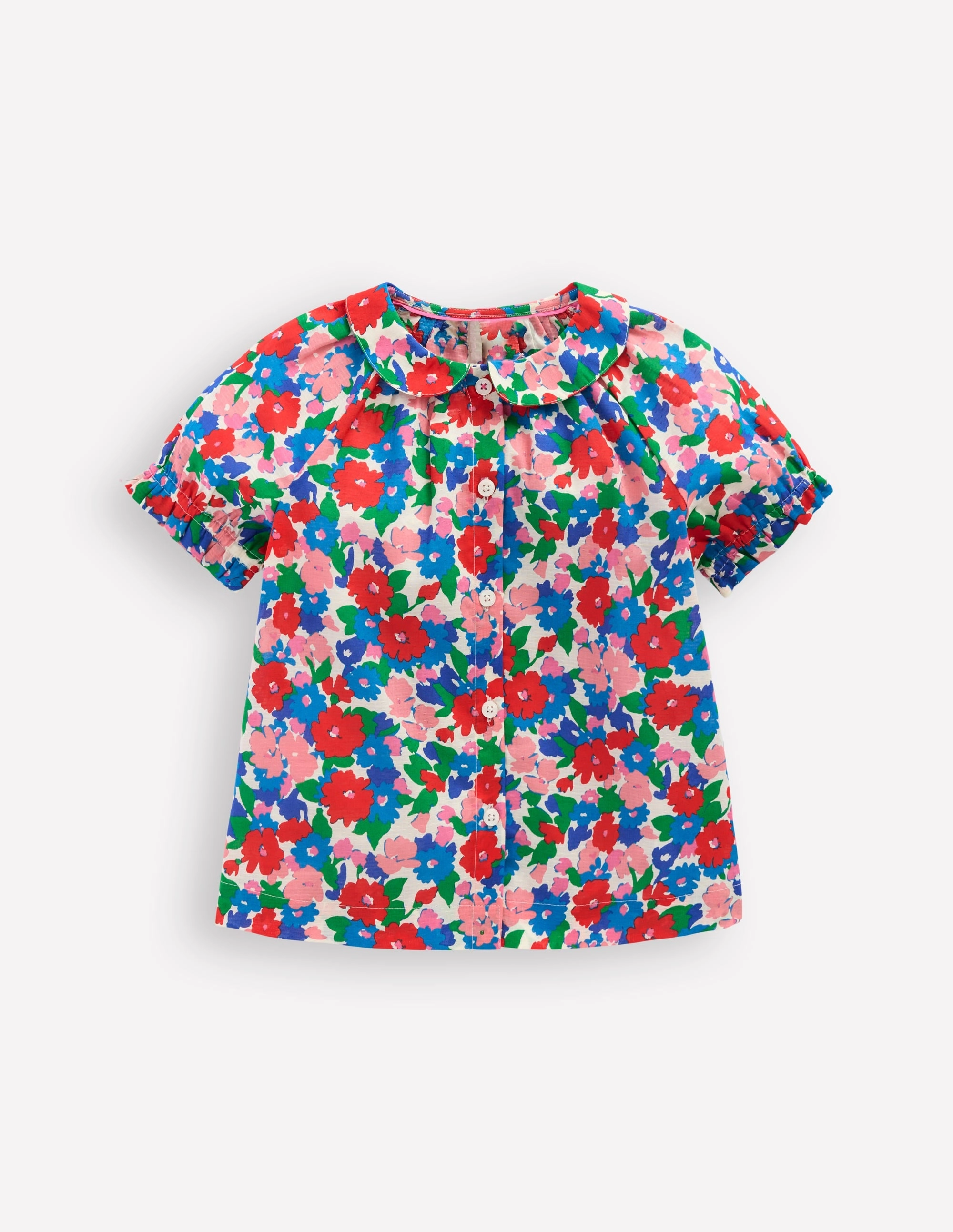 Woven Collared Top-Multi Flower Bunch Beaded details Soft and Stylish