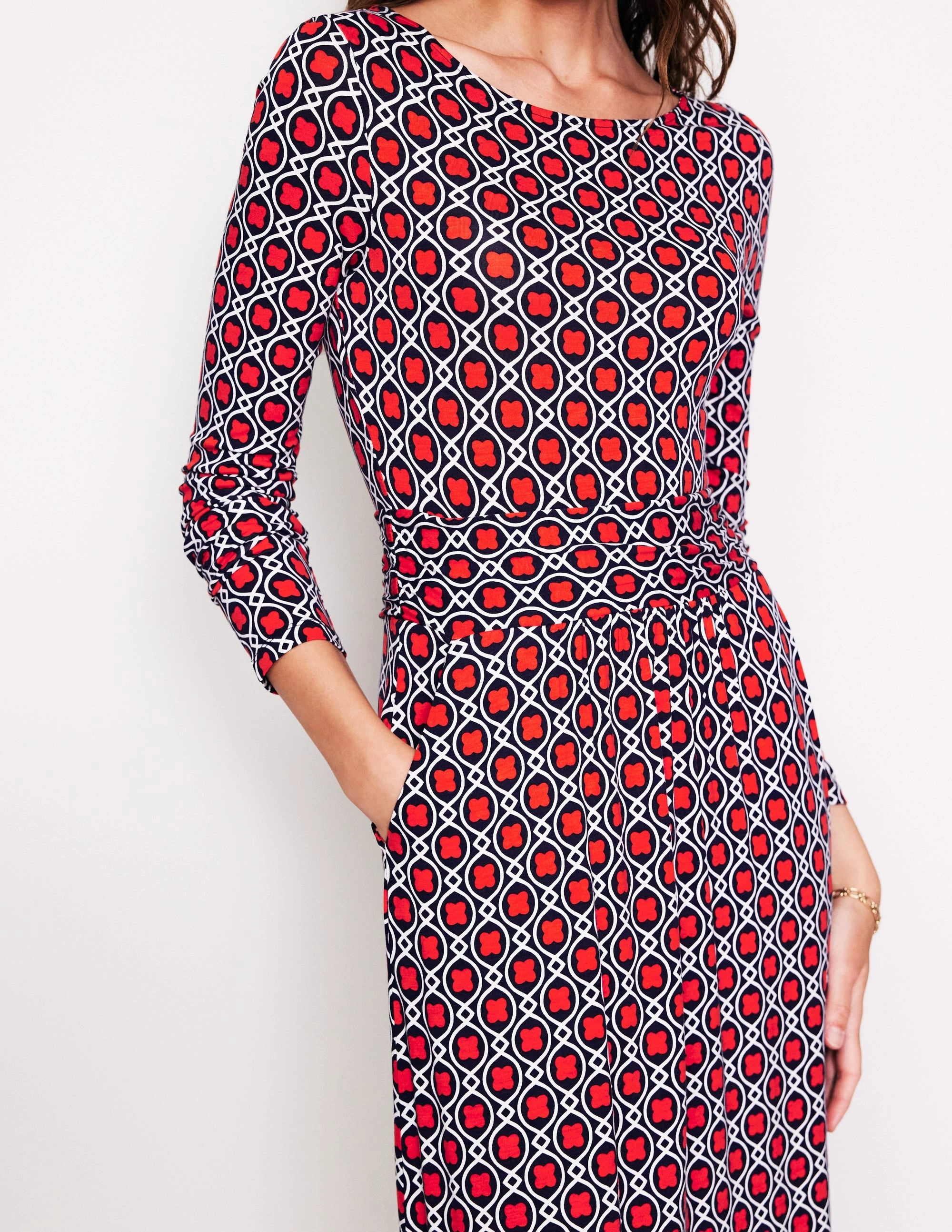 Amelie Long Sleeve Midi Dress-Blaze Orange, Clover Terrace Refined Mood