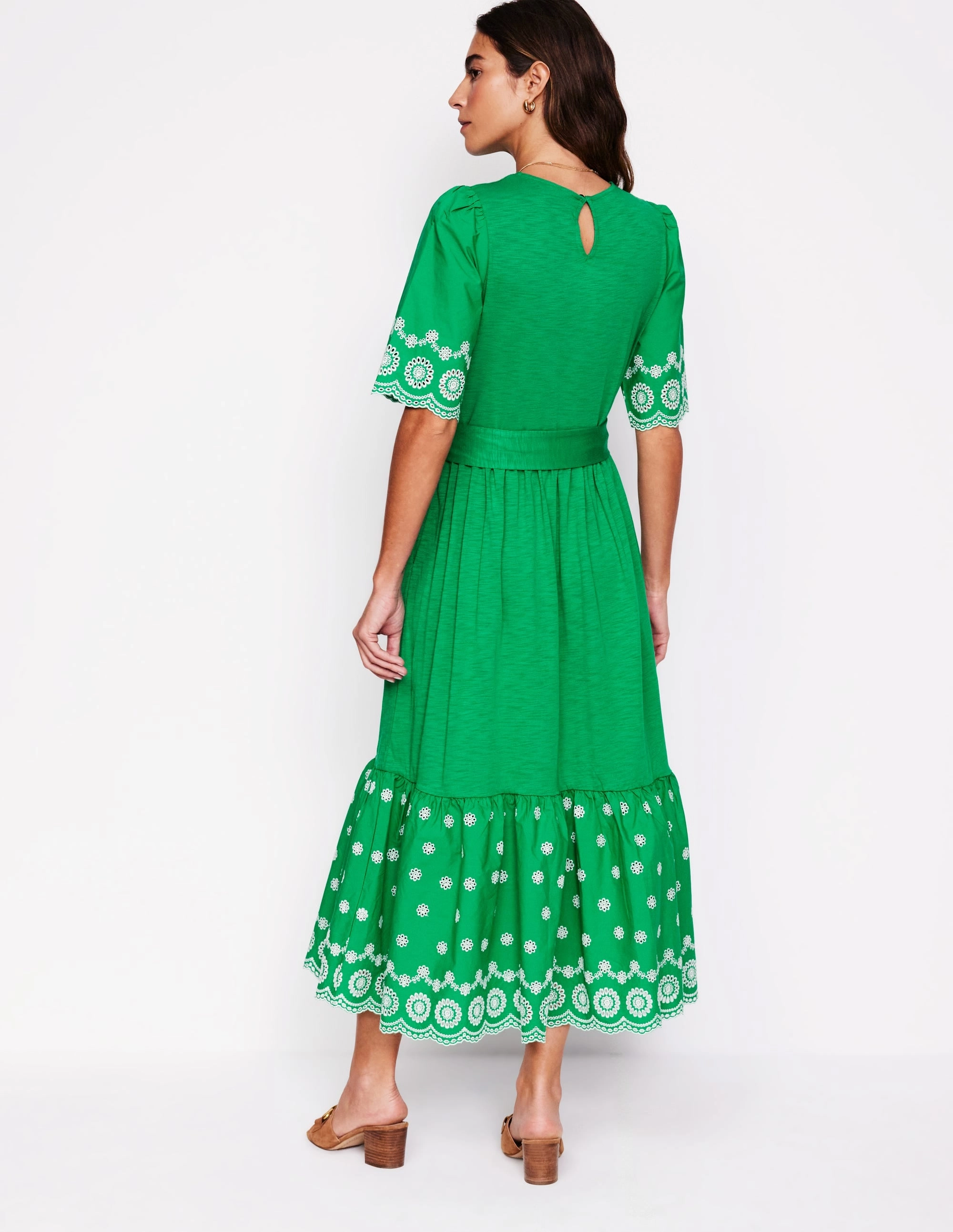 Urban Look Isabel Broderie Mix maxi Dress-Rich Emerald