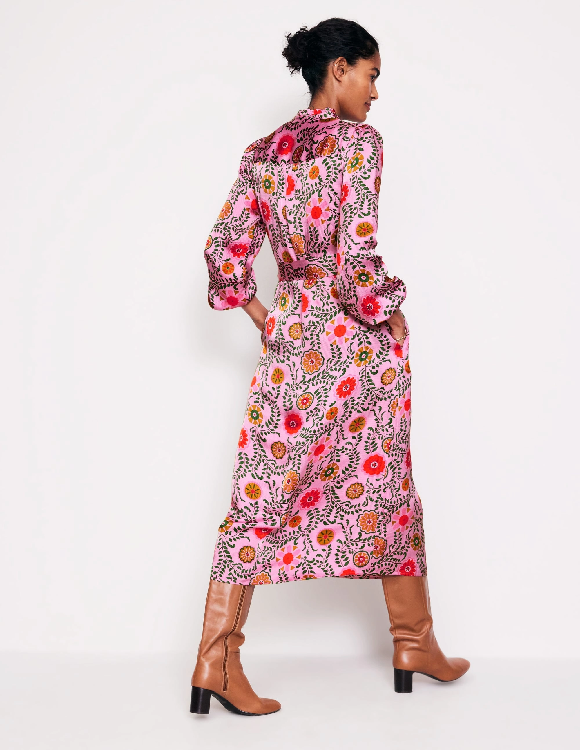 Jasmine Satin Midi Dress-Moonlite Mauve, Meadow Vine Fit Mood