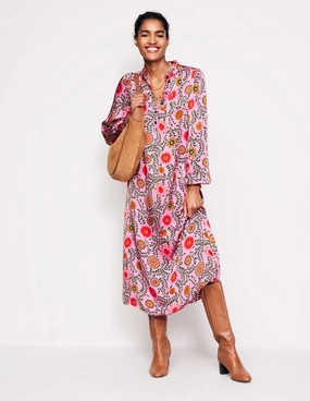 Jasmine Satin Midi Dress-Moonlite Mauve, Meadow Vine Light Fall