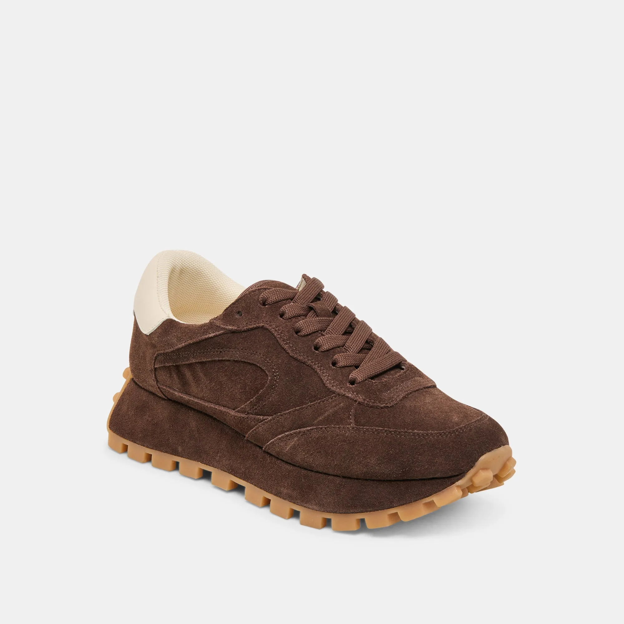 TRICIA SNEAKERS DK BROWN SUEDE Eco conscious Noise Reducing Sole