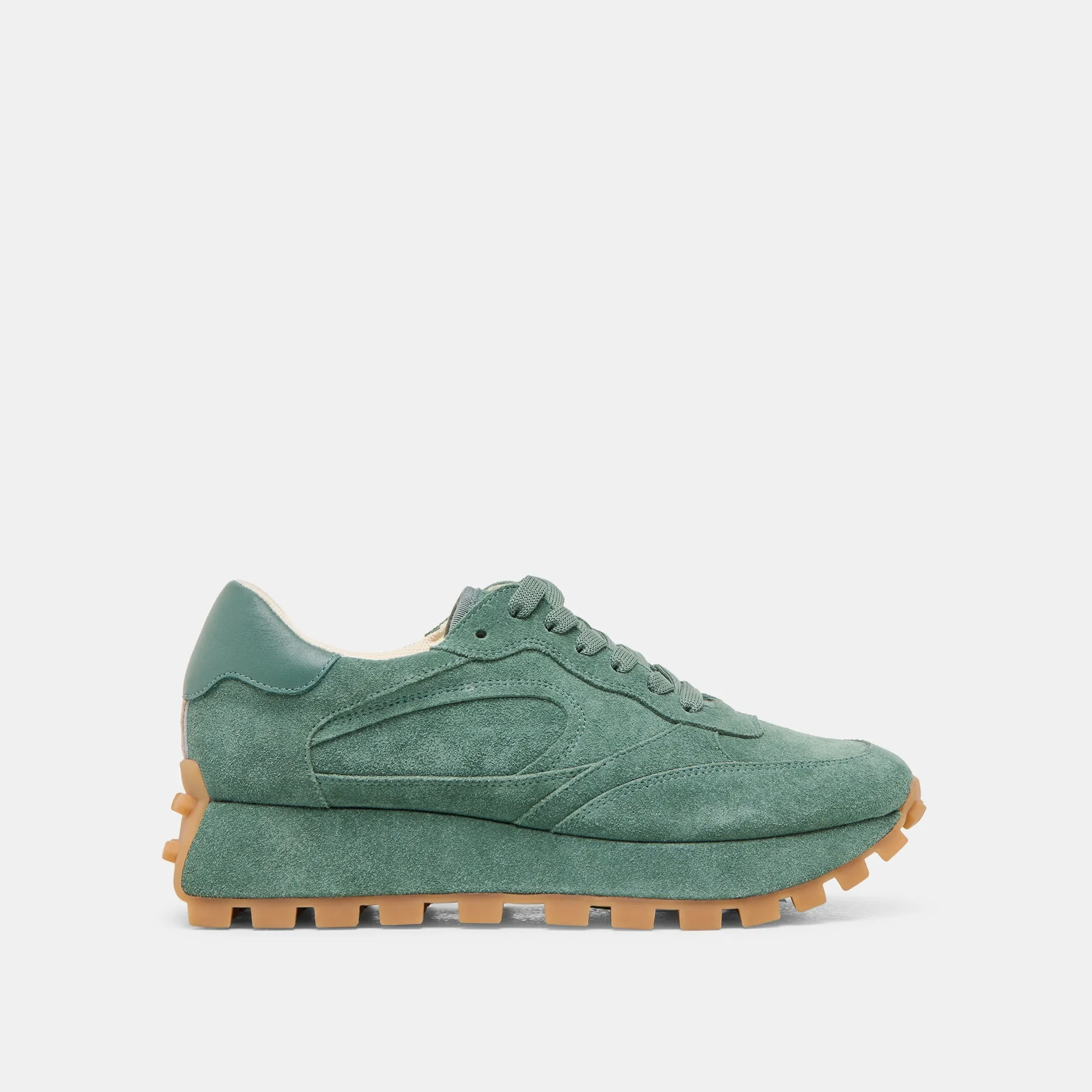 Reinforced Eyelets TRICIA SNEAKERS DK GREEN SUEDE