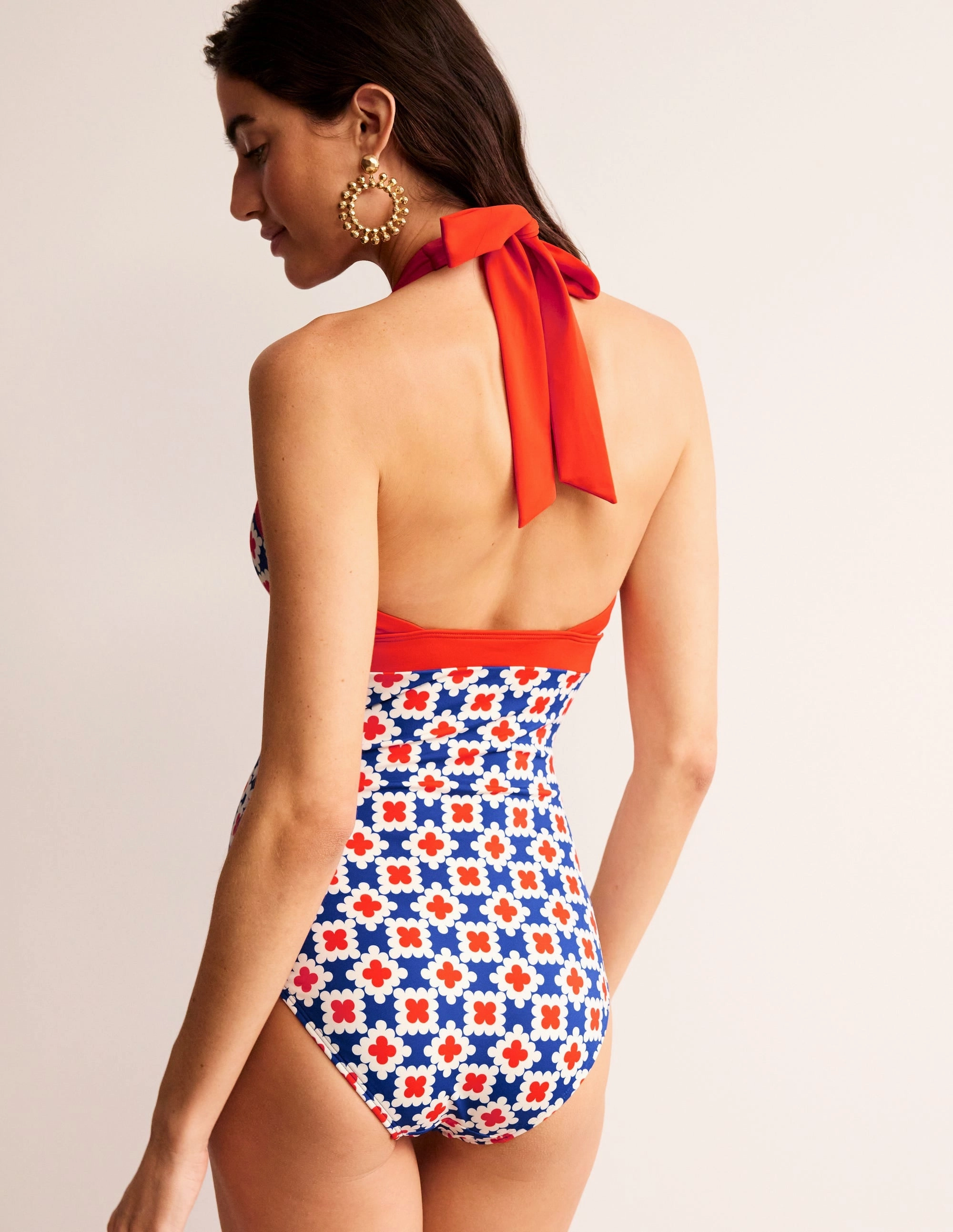 Double Layer Reinforcement Ithaca Halter Swimsuit-Surf The Web, Abstract Tile