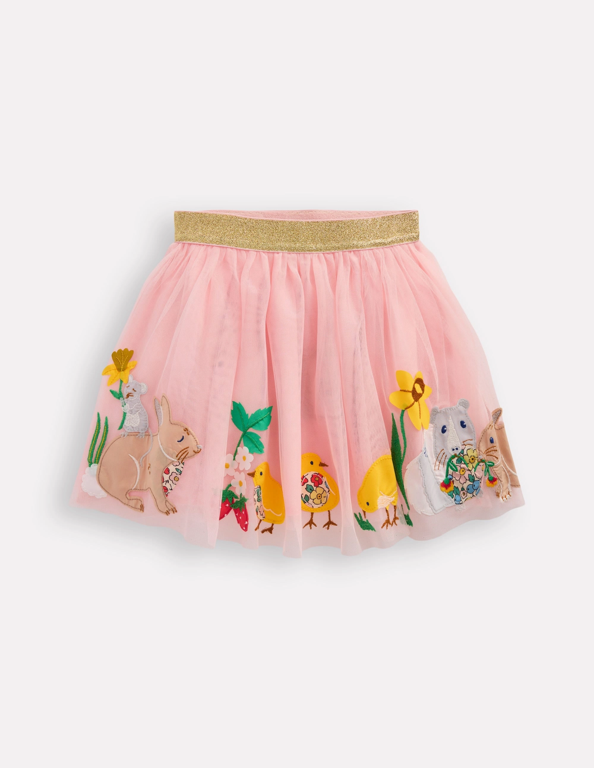 Tulle Applique Skirt-French Pink Bunnies High Street Chic