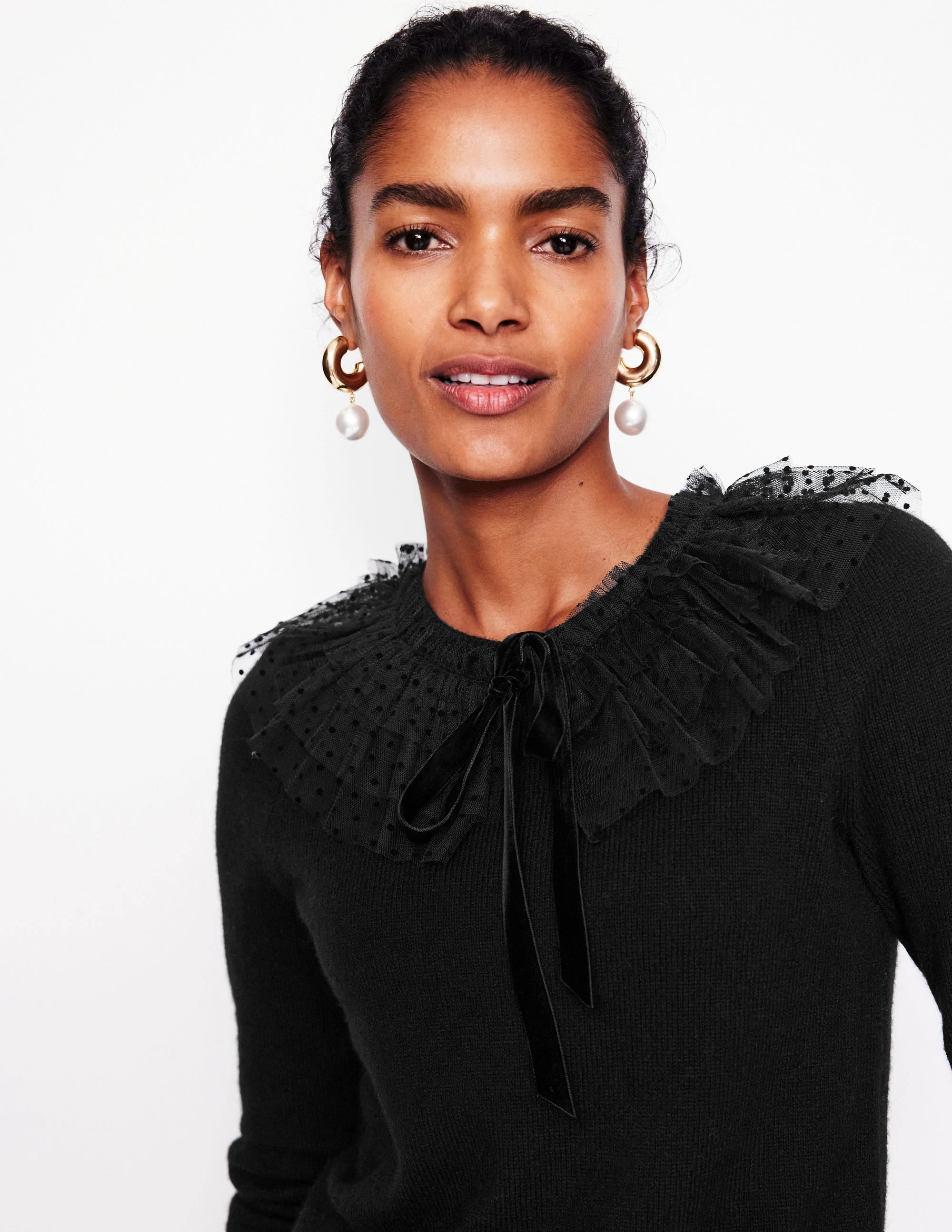 Breathable Material Layering Piece Tulle Party Jumper-Black