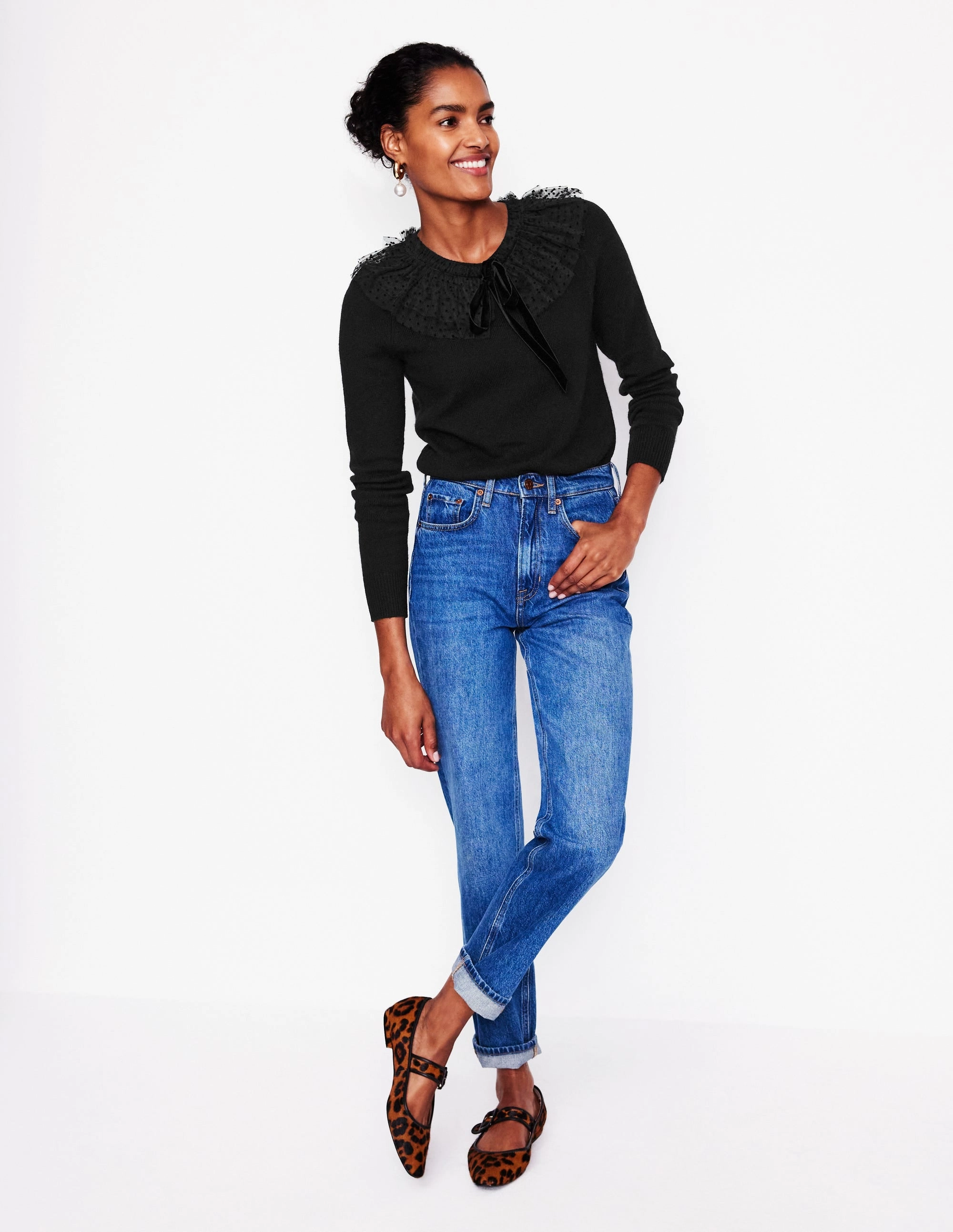 Tulle Party Jumper-Black Light Warmth Subtle Fit