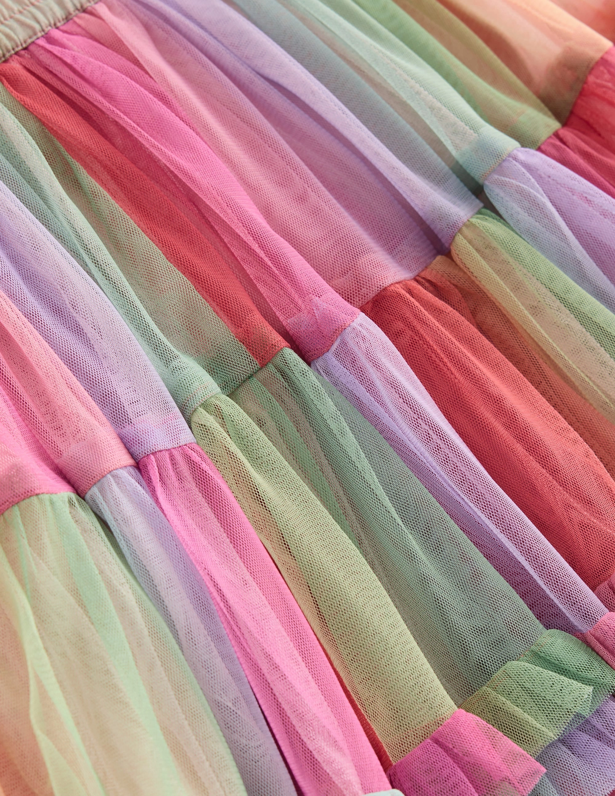 Water Repellent Finish Elasticized Cuff Tulle Ruffle Skirt-Multi