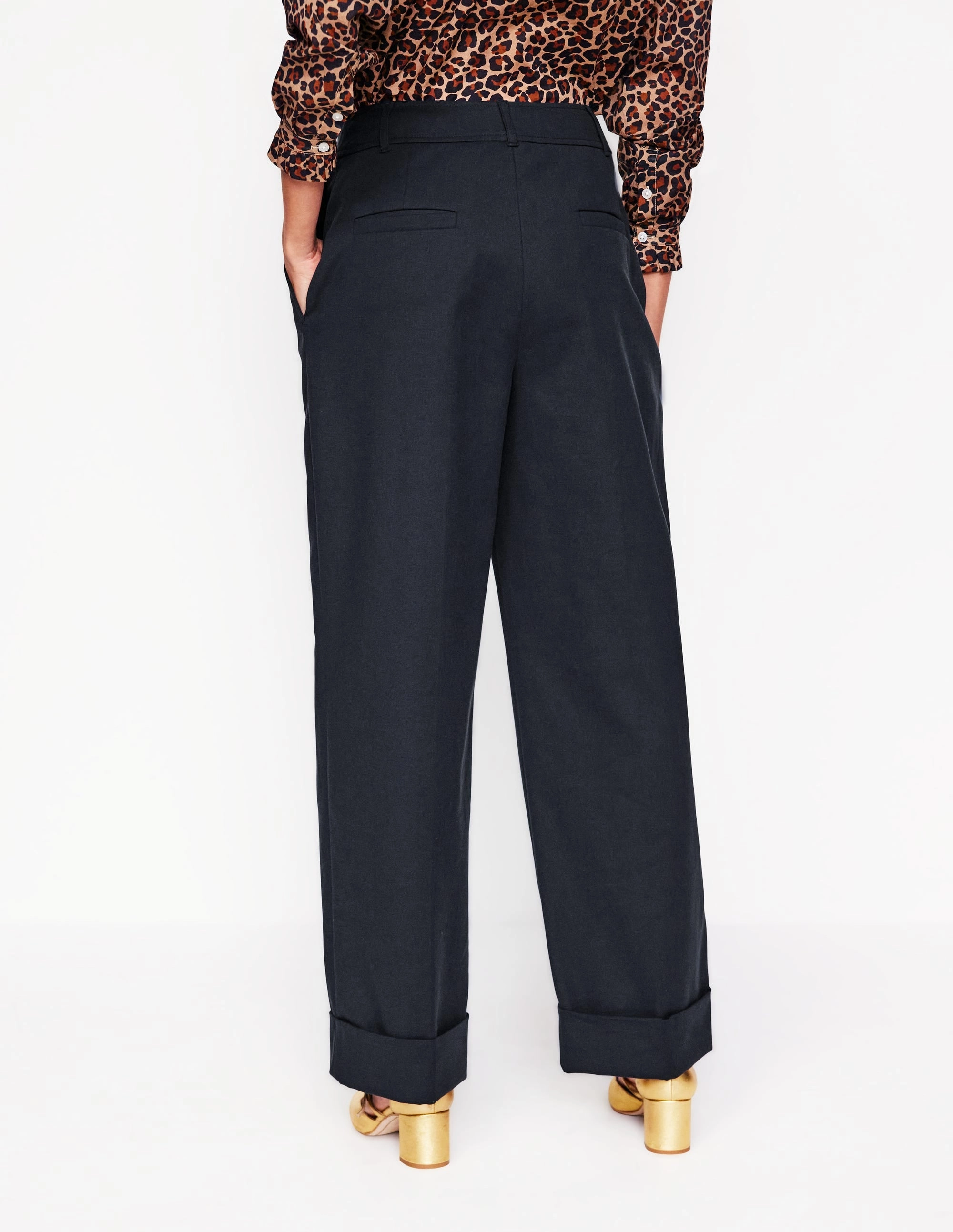 Turn Up Trousers-Navy FlexibleKneePanels