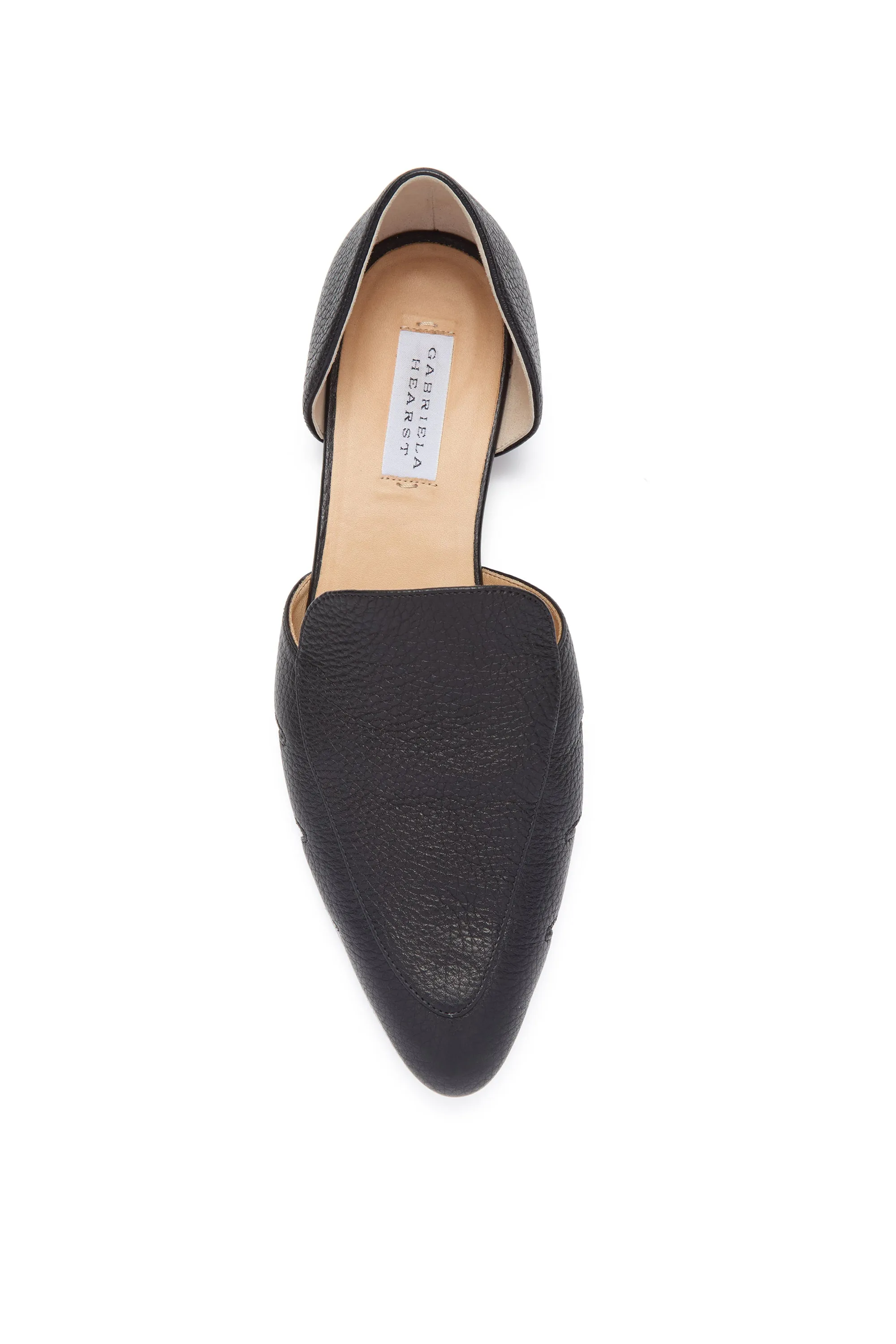 Rory Flat Shoe in Black Textured Leather Leaf Glow