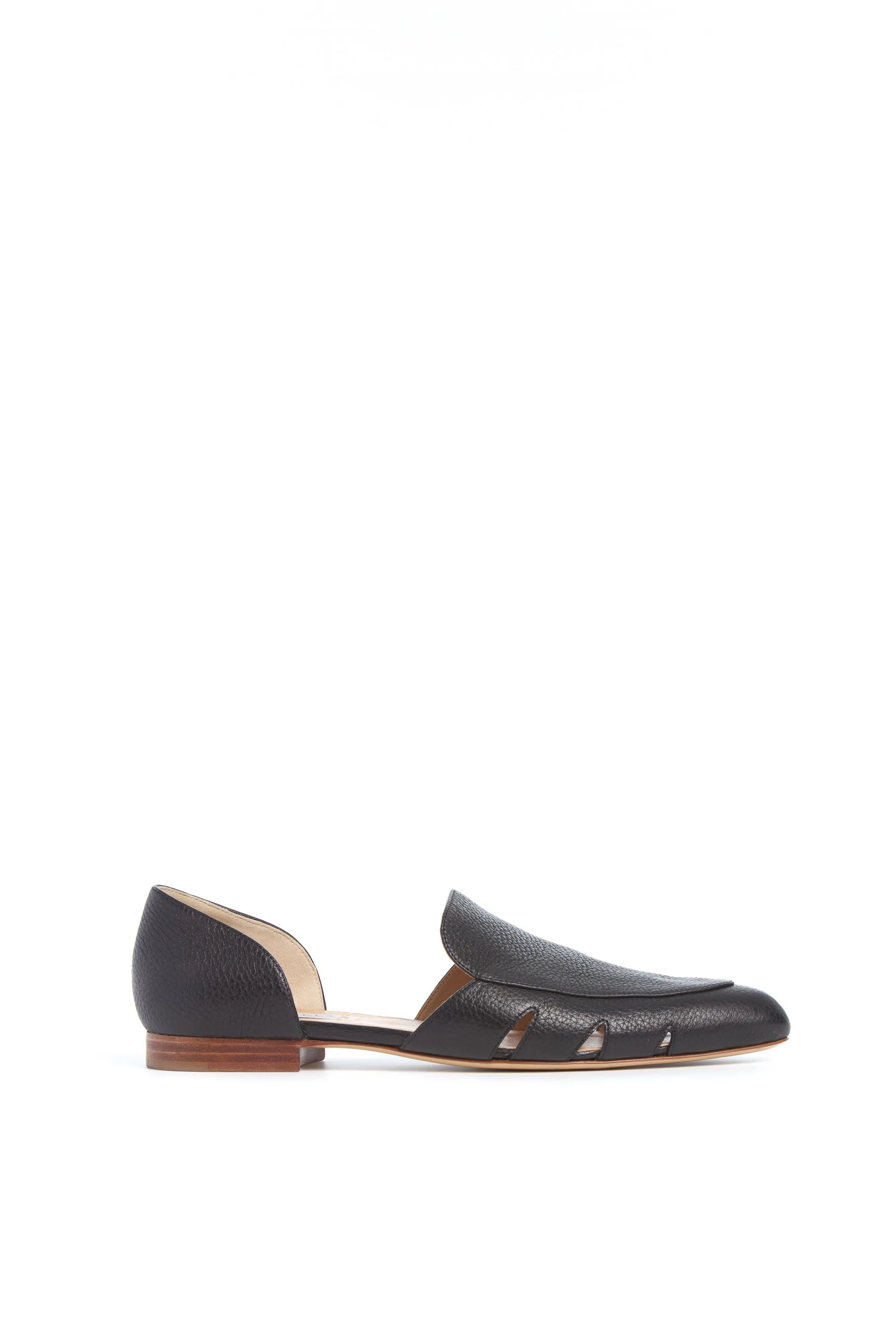 Rory Flat Shoe in Black Textured Leather Outdoor Go Metro Style