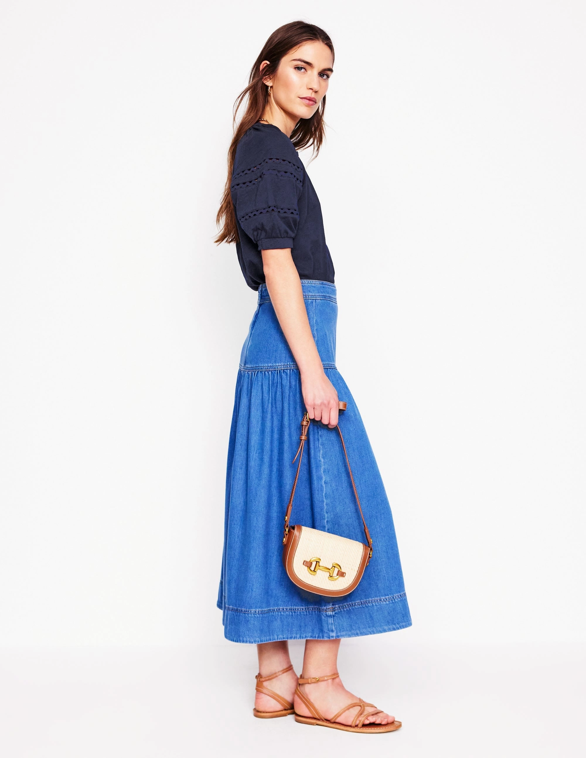 Maisy Rikrak Trim Top-Navy Flatlock stitching