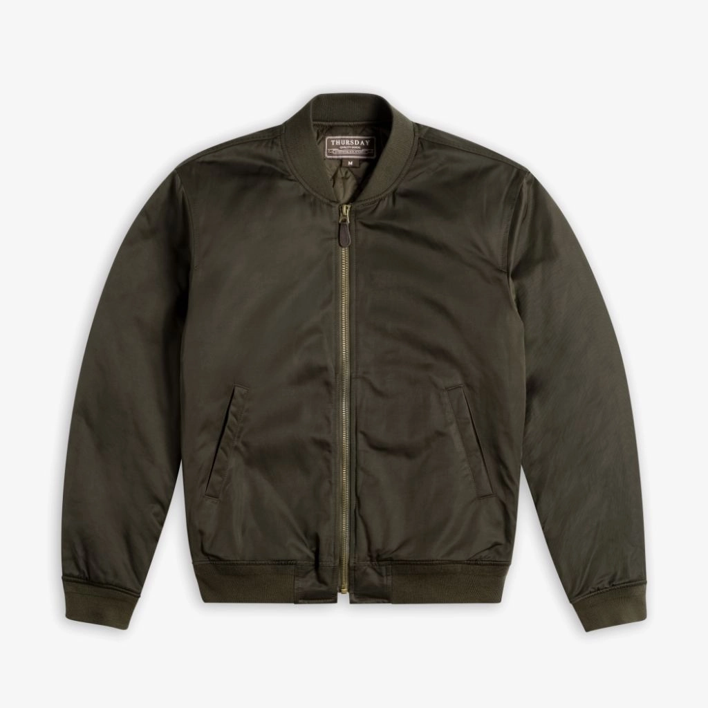 Light Coverage Windproof Outer Layer Union Bomber Jacket | Olive