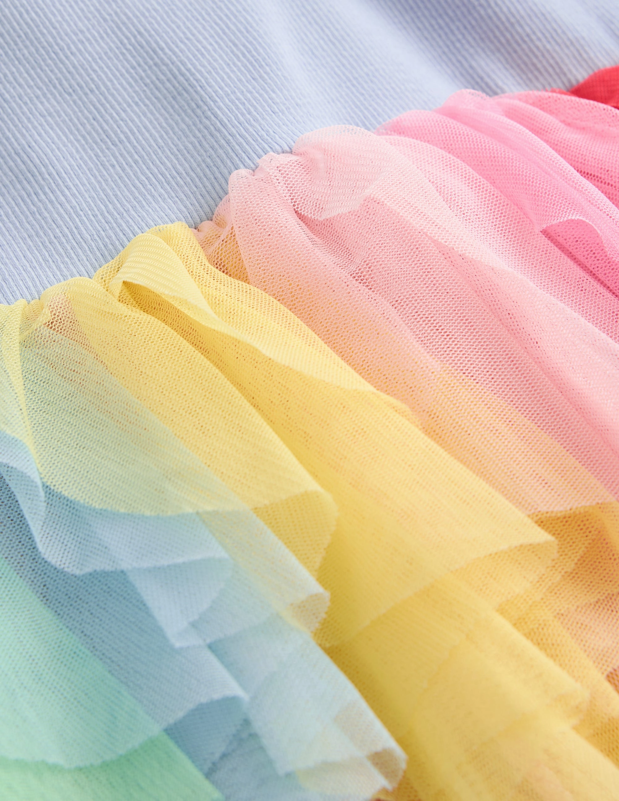 Jersey Tulle Mix Dress-Misty Blue Rainbow Sleek And Stylish Happy Fit