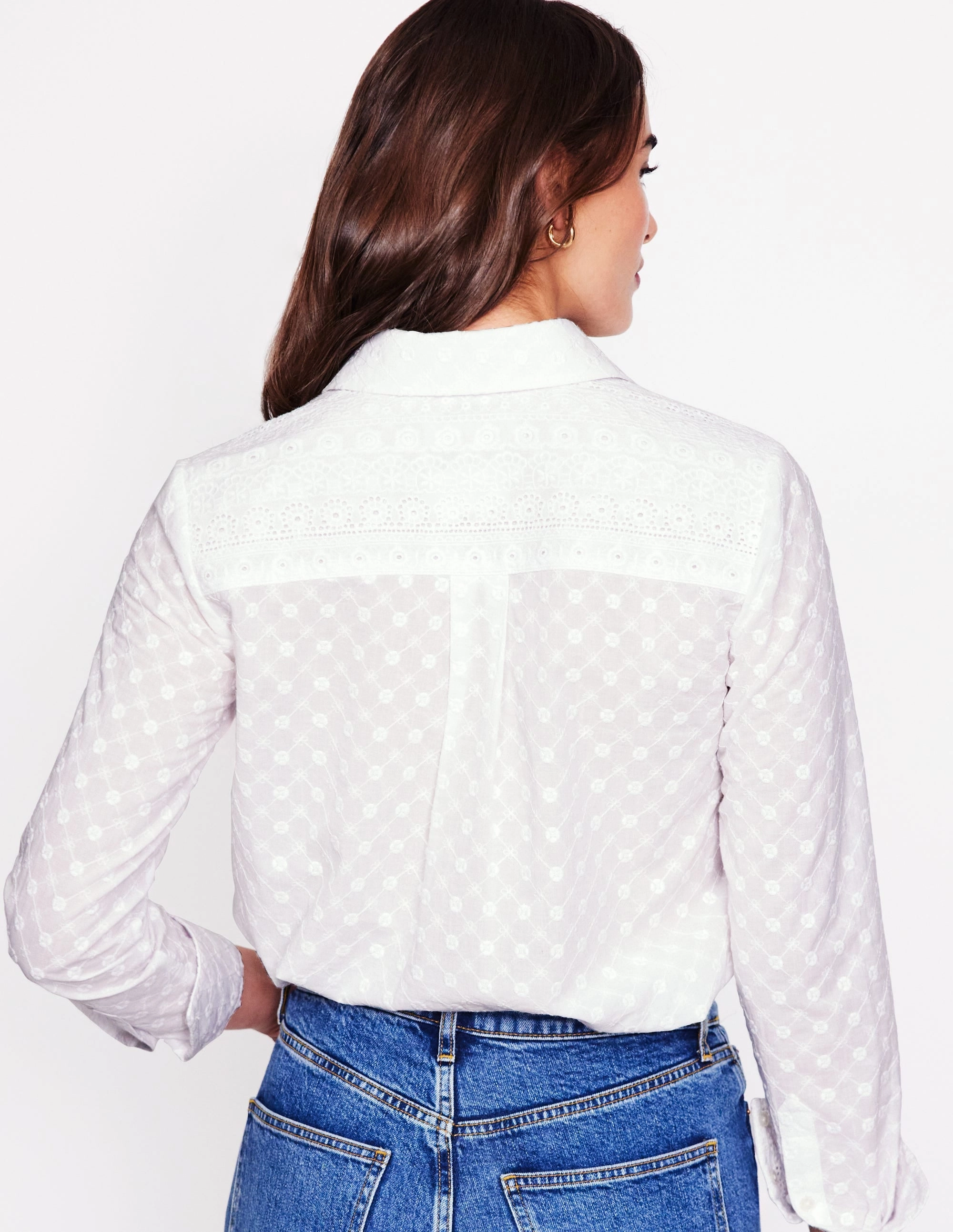 City Fashion Look Breathable mesh Sienna Fabric Interest Shirt-White